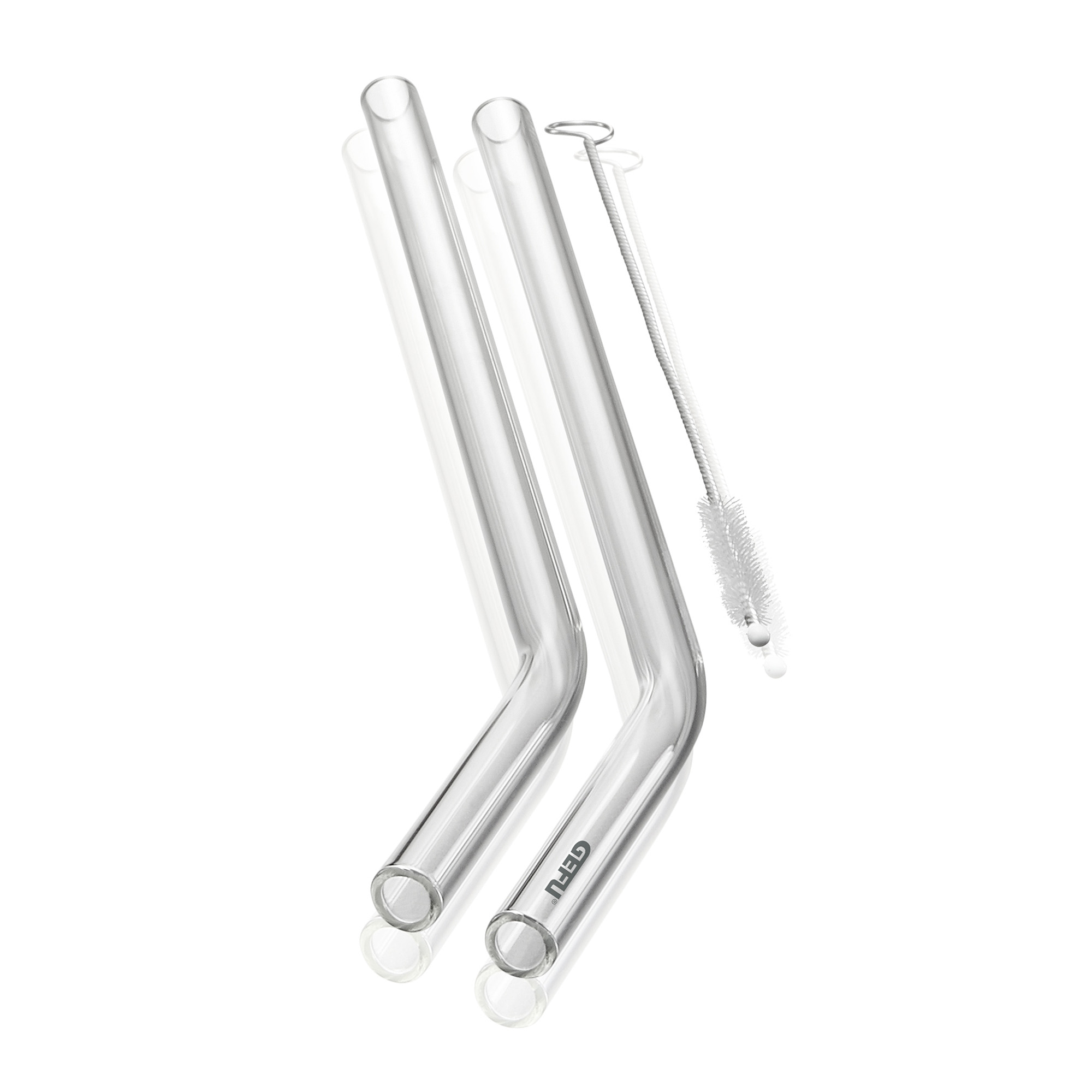 GEFU Glastrinkhalme FUTURE 23 cm Set mit 4 Stück und Reinigungsbürste