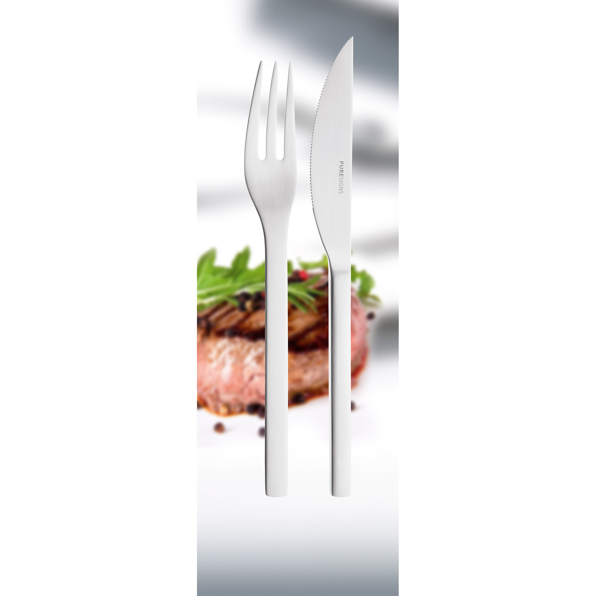 PURESIGNS Steakbesteck ONE Extra 4 teilig mattiert