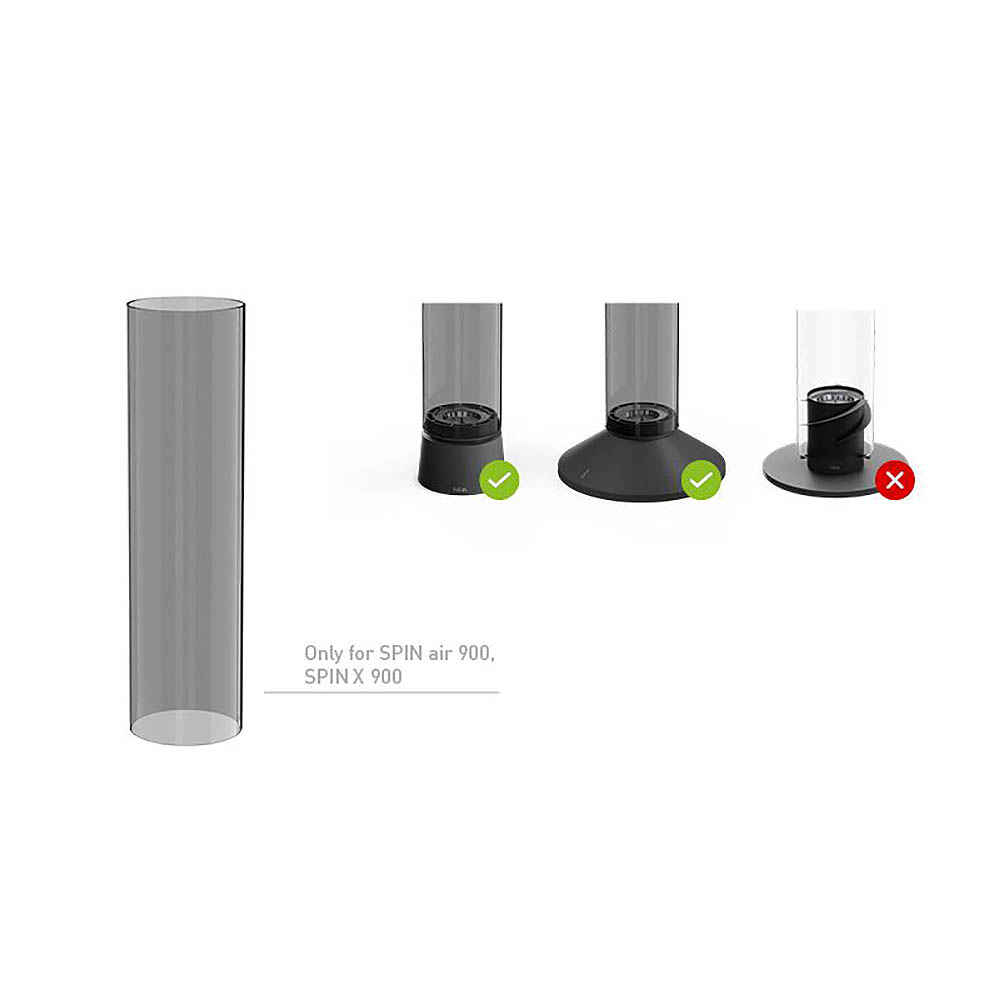HÖFATS Glaszylinder schwarz Ersatzglas für Tischfeuer SPIN air 900 / SPIN X 900