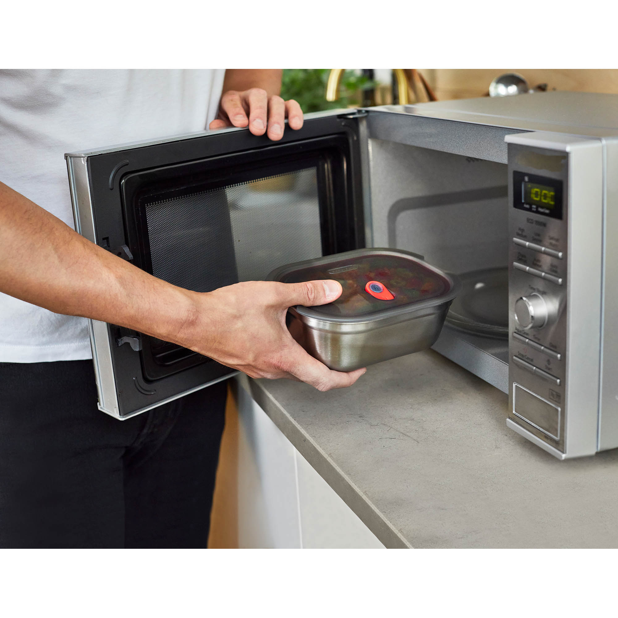 BLACK+BLUM Multifunctional Lunchbox, Stainless Steel, Large, 20.5 x 16 x 7.6 cm, 1.2 litres