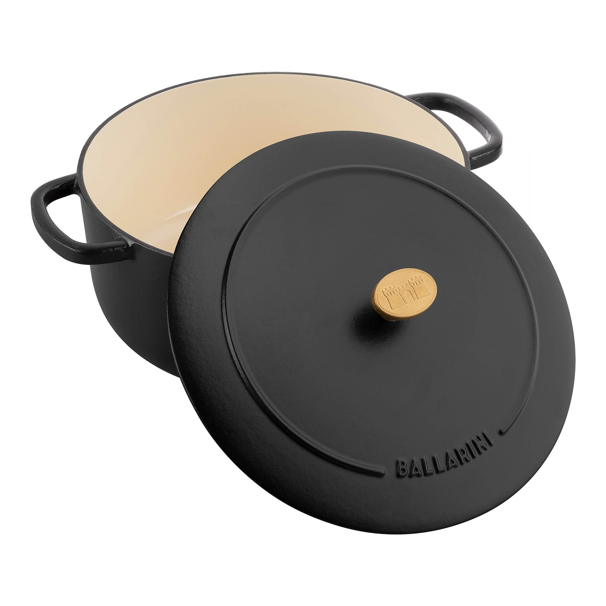 BALLARINI Cocotte BELLAMONTE 22 cm rund 3,0 Liter Bräter aus Gusseisen schwarz