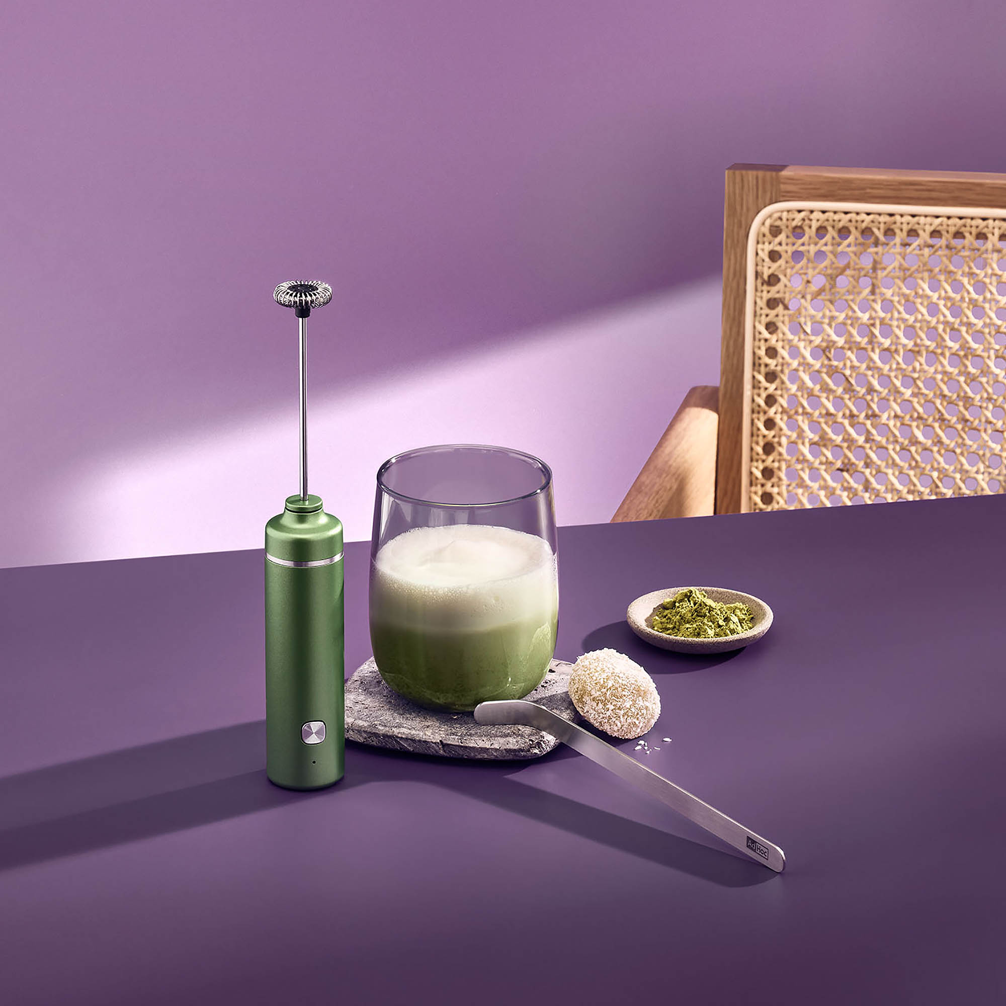 AdHoc Matcha-Genießer-Set CHADO mit Aufschäumer, Glas 250 ml und Matcha-Löffel