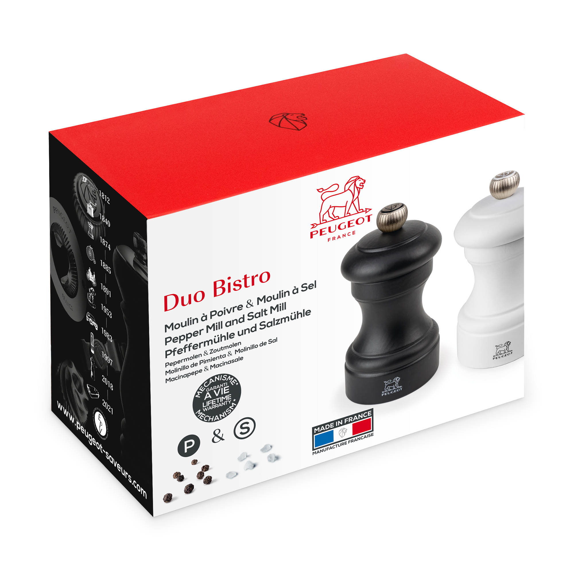 PEUGEOT Pfeffermühle Salzmühle BISTRO Z Duo Set 10cm schwarz / weiß