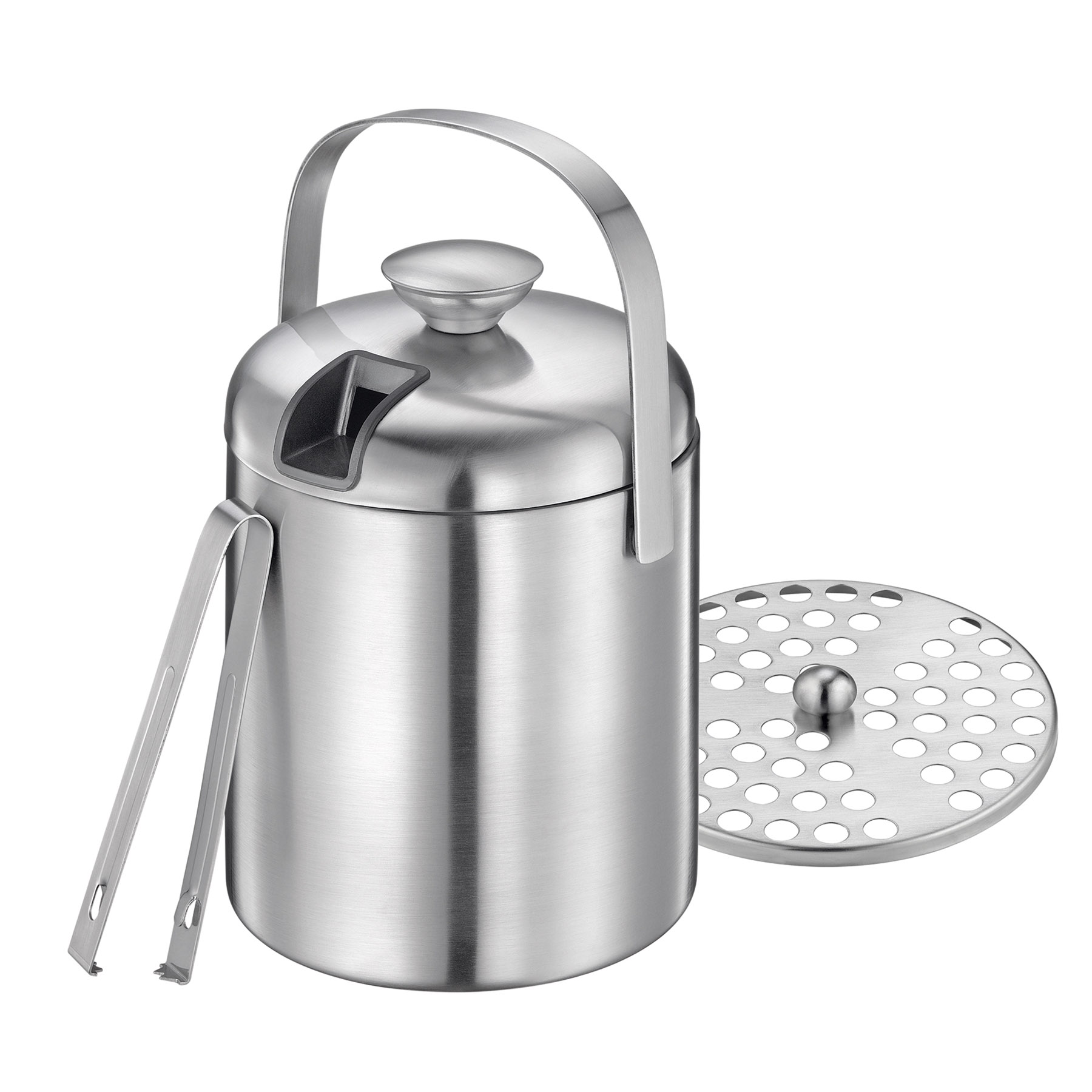 CILIO Eiseimer Eiswürfeleimer FREDDO aus Edelstahl mit Zange und Abtropfsieb