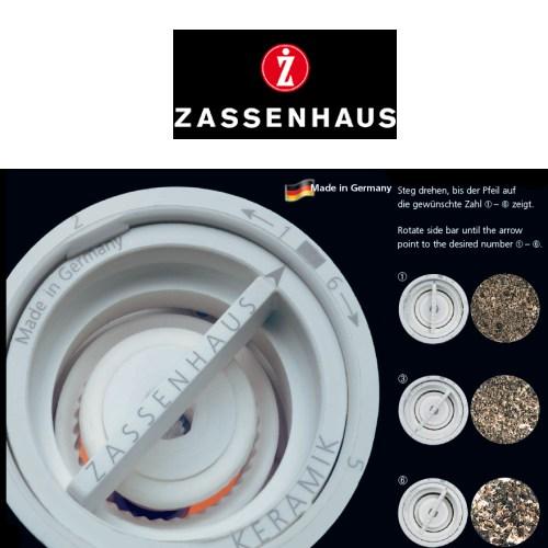 ZASSENHAUS Serie Aachen Pfeffermühle 14 cm Acryl Edelstahl