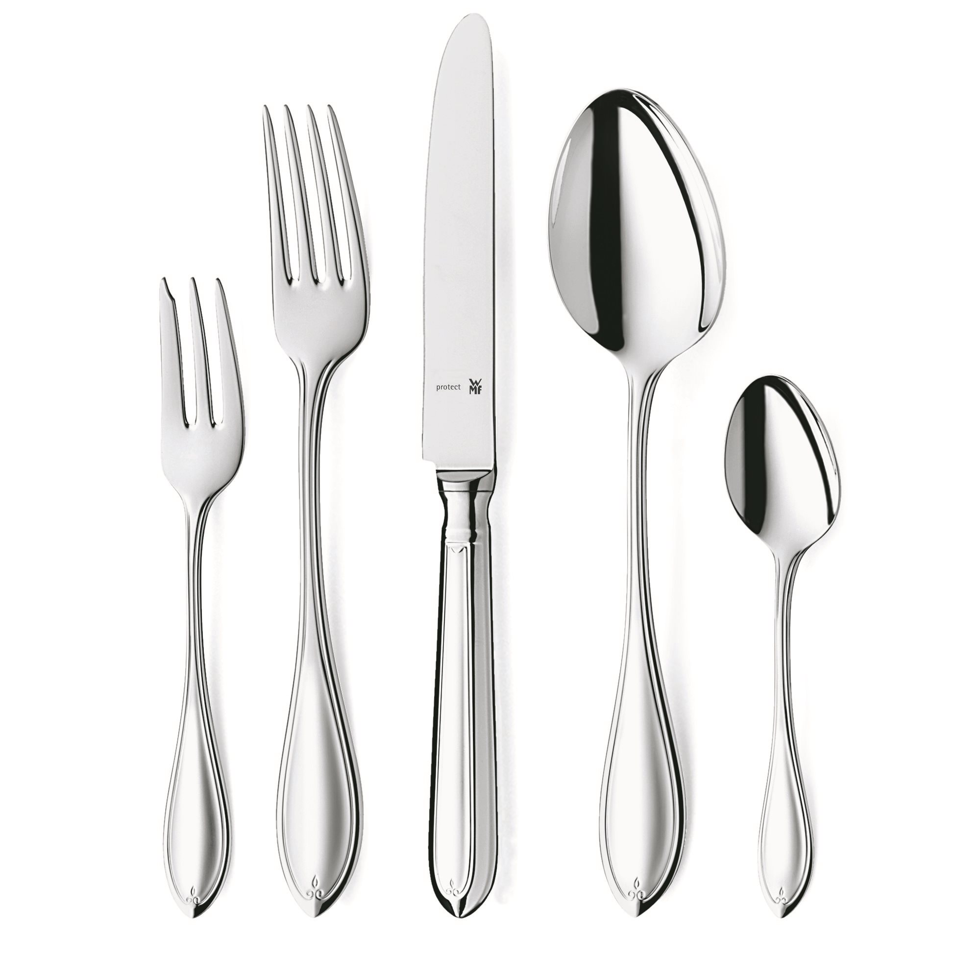 WMF Besteck-Set Premiere in klassisch-eleganter Optik, ergonomisch, Wellenschliff (30-tlg), 6 Personen, Cromargan® Edelstahl Rostfrei 18/10, spülmaschinengeeignet, optimale Schärfe, hochwertiger Besteckkasten