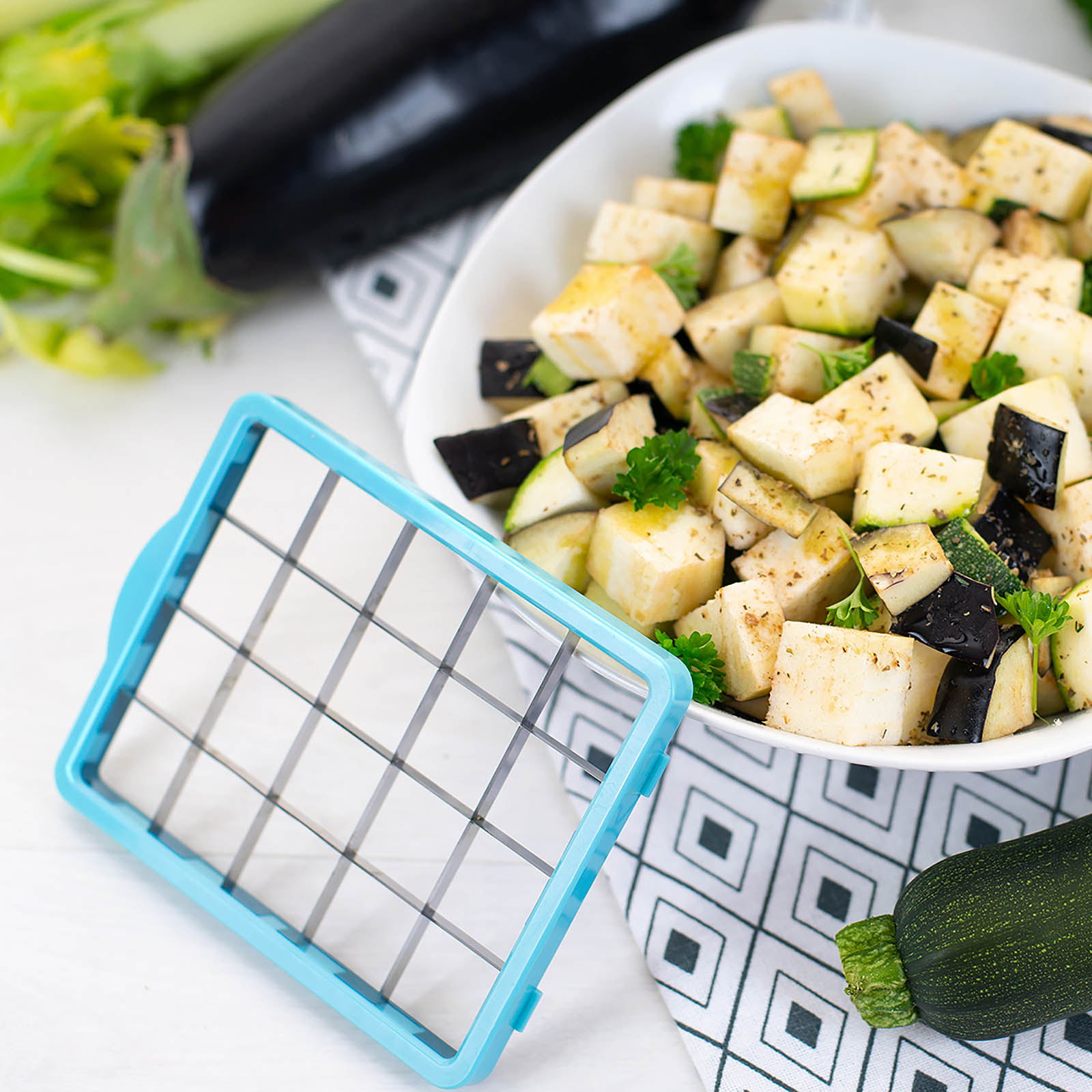 GENIUS Nicer Dicer Chef Professional Set 15-teilig petrol inklusive Glasschüssel