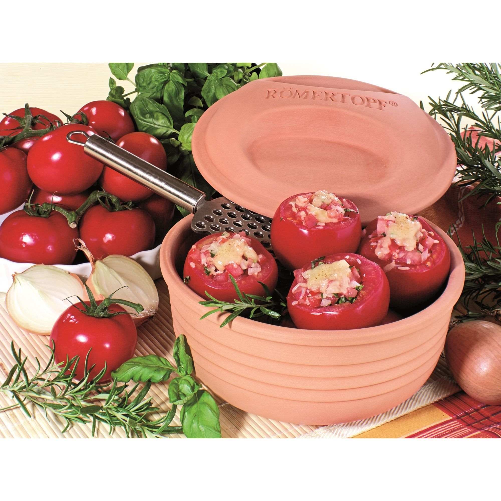 RÖMERTOPF Bräter multifunktioneller Bräter für 2-4 Personen RUND 2,0 Liter