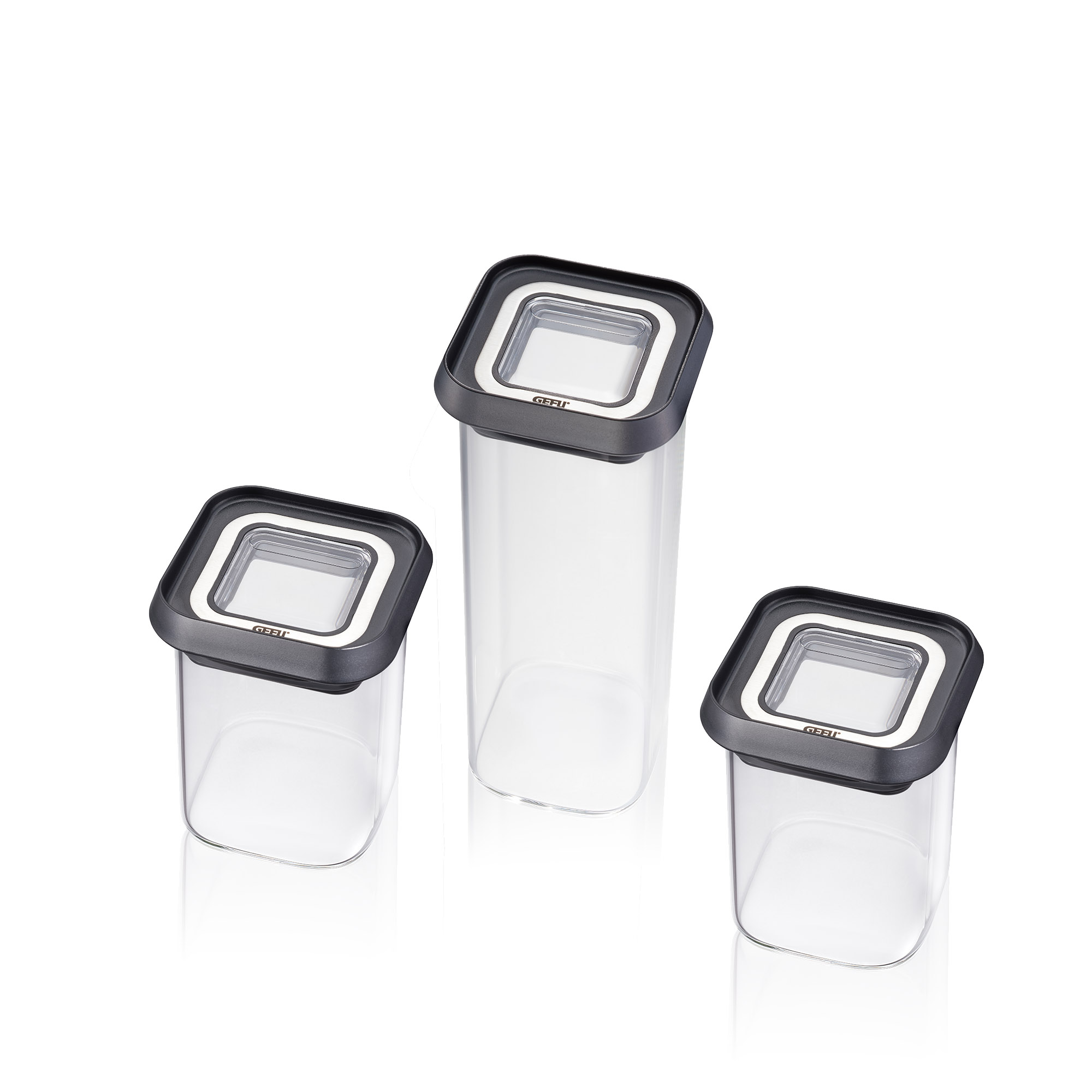 GEFU 3er Set Vorratsdosen Vorratsbehälter PANTRY MINI Borosilikatglas stapelbar