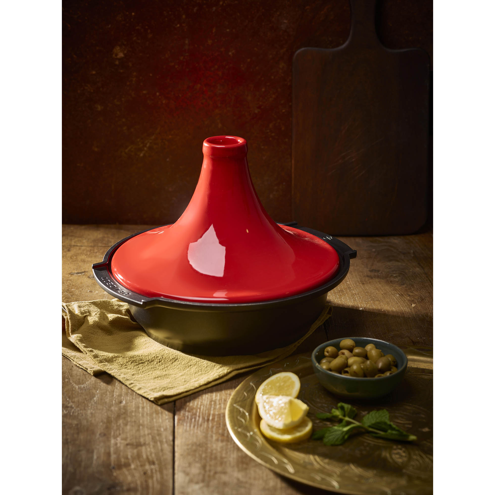 PEUGEOT Tagine ATLAS 30 cm Aluminium with Ceramic Lid, Red