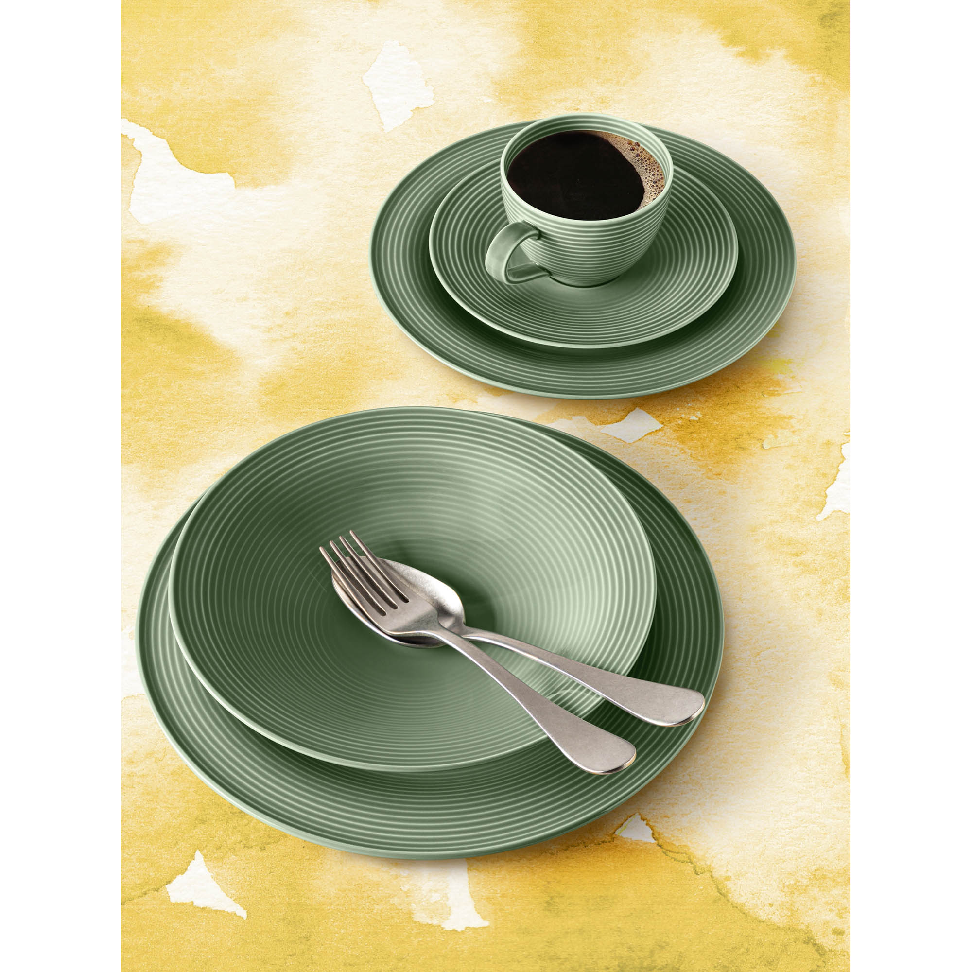 Seltmann Weiden BEAT colour glaze 003 coffee service 18-piece sage green