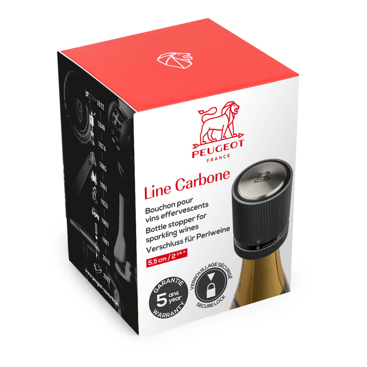 PEUGEOT Champagnerverschluss Flaschenverschluss LINE Aluminium carbon