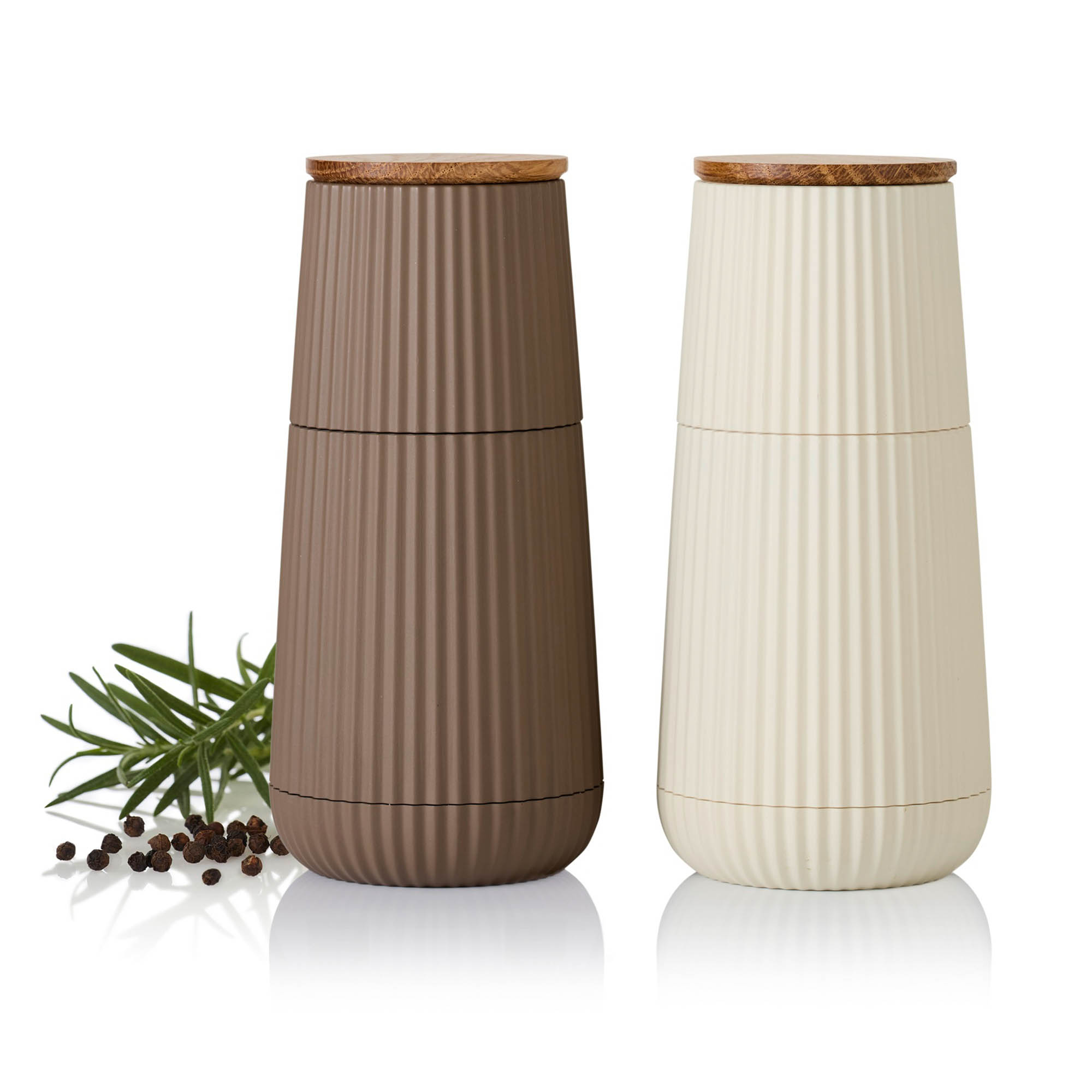 AdHoc Mühlen-Set SCAPE Pfeffermühle Salzmühle dunkelbeige / hellbeige 12,3 cm
