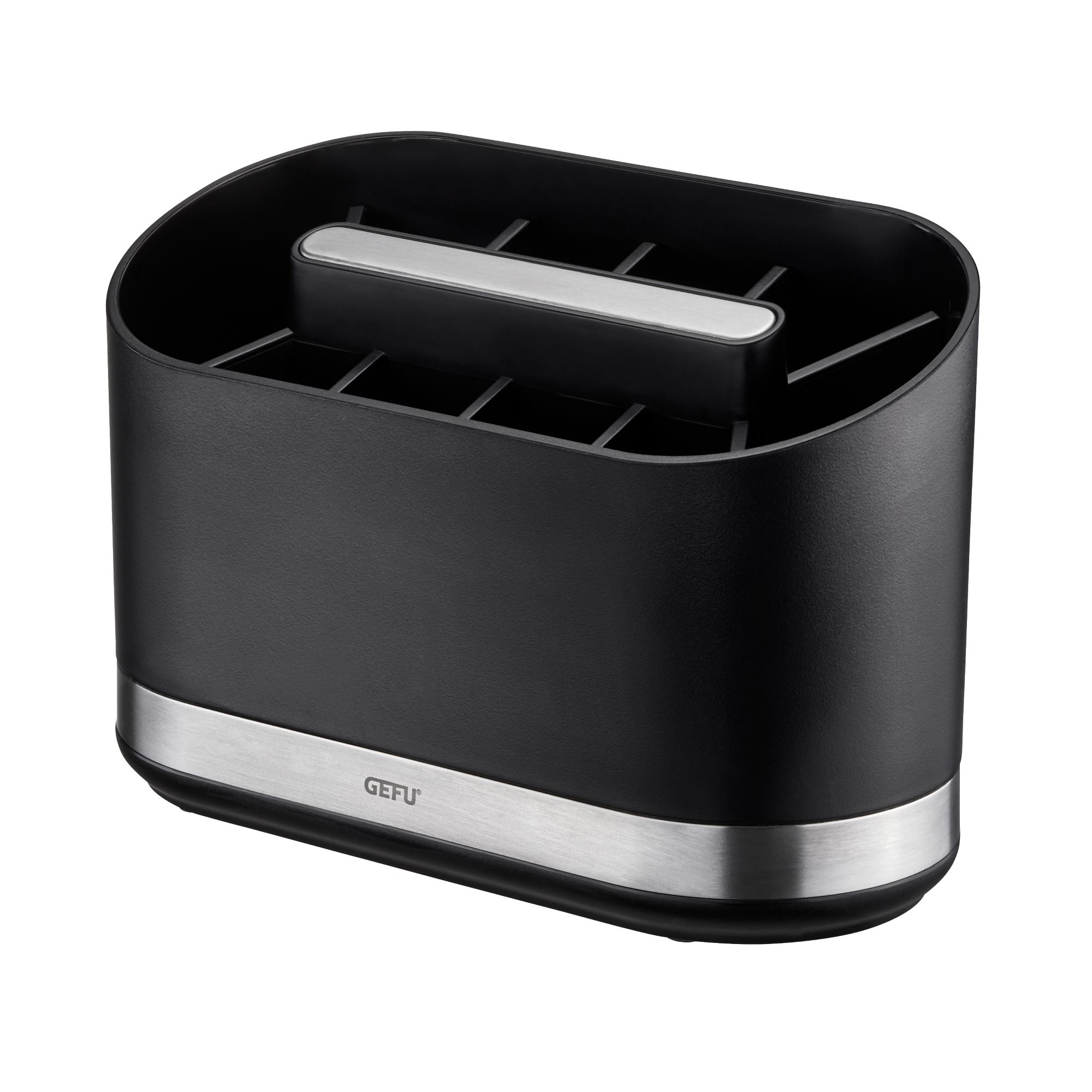 GEFU Utensilienbehälter SMARTLINE mit 10-fach Unterteilung schwarz-edelstahl