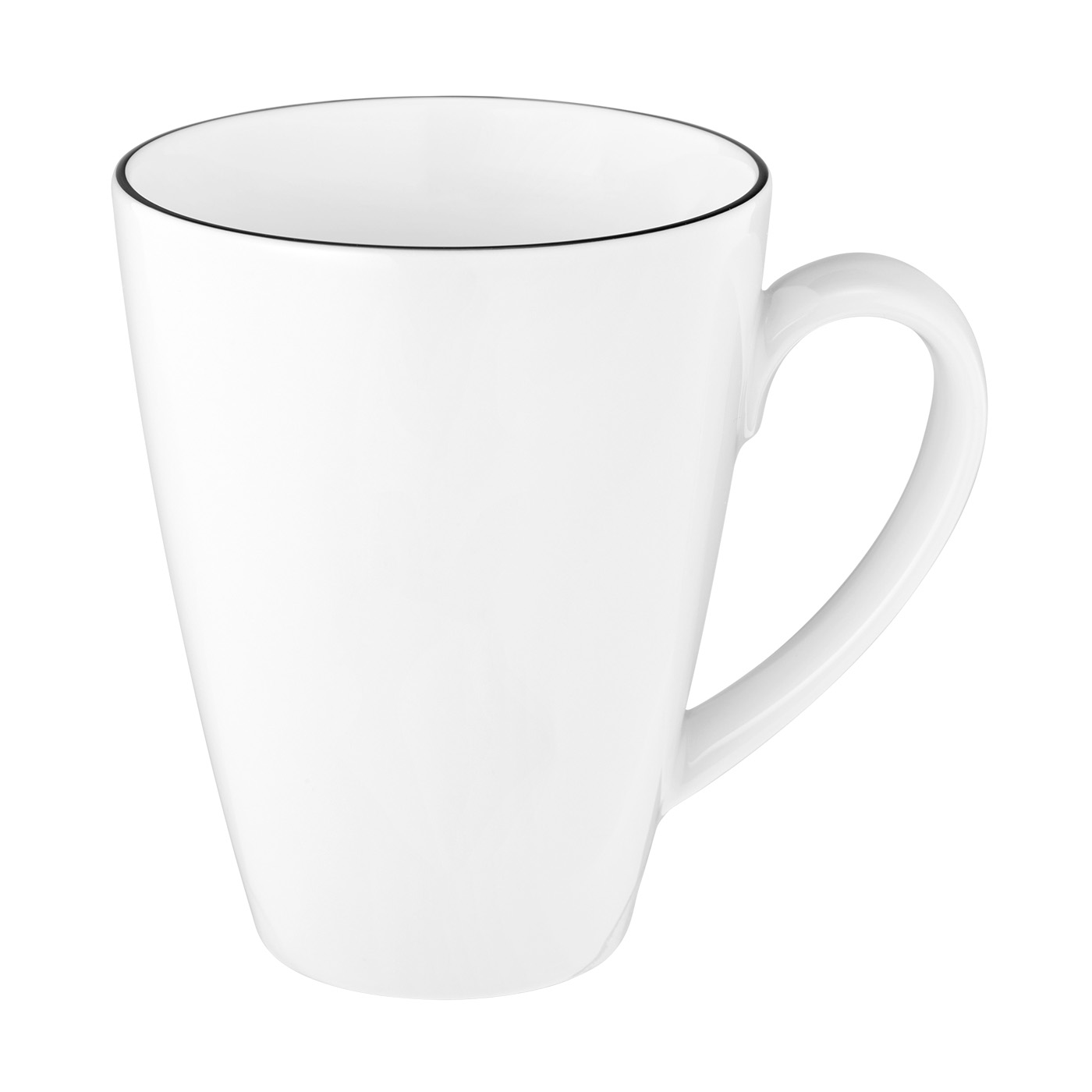 Seltmann Weiden Becher Lido Black Line, 1-tlg., Porzellan, Becher mit Henkel Tambel 0,35 l