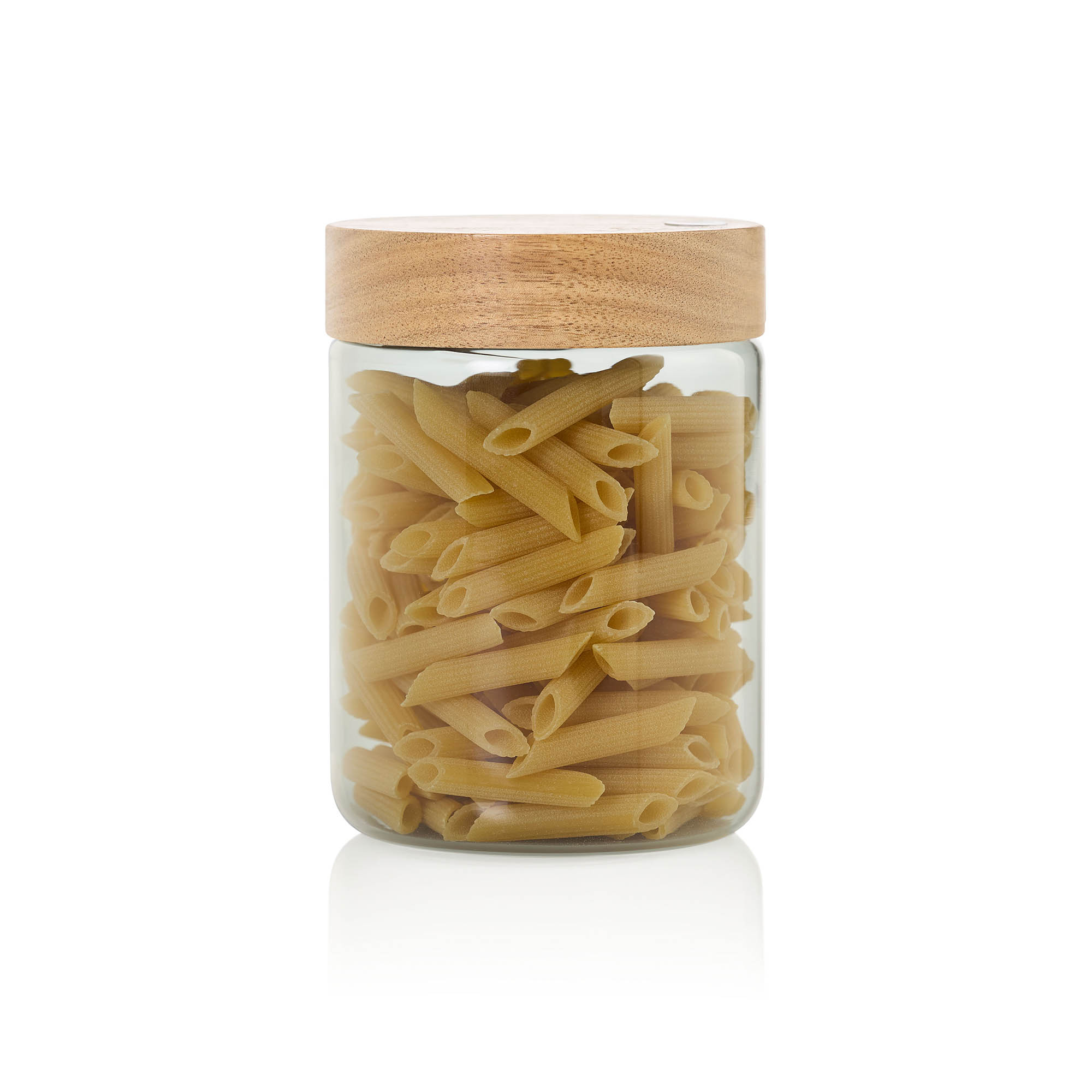 AdHoc Vorratsdose PURE JAR aus Borosilikatglas und Akazienholz 0,8 Liter