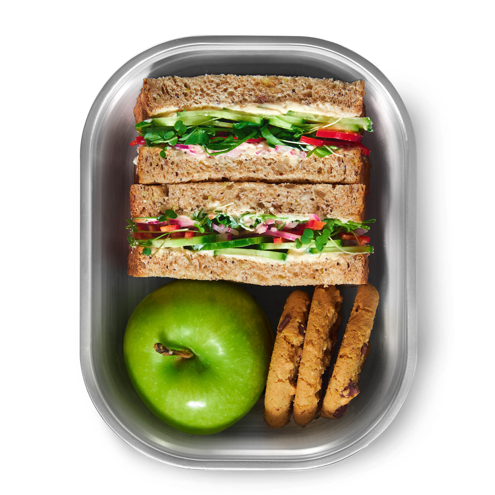 BLACK+BLUM Multifunctional Lunchbox, Stainless Steel, Large, 20.5 x 16 x 7.6 cm, 1.2 litres