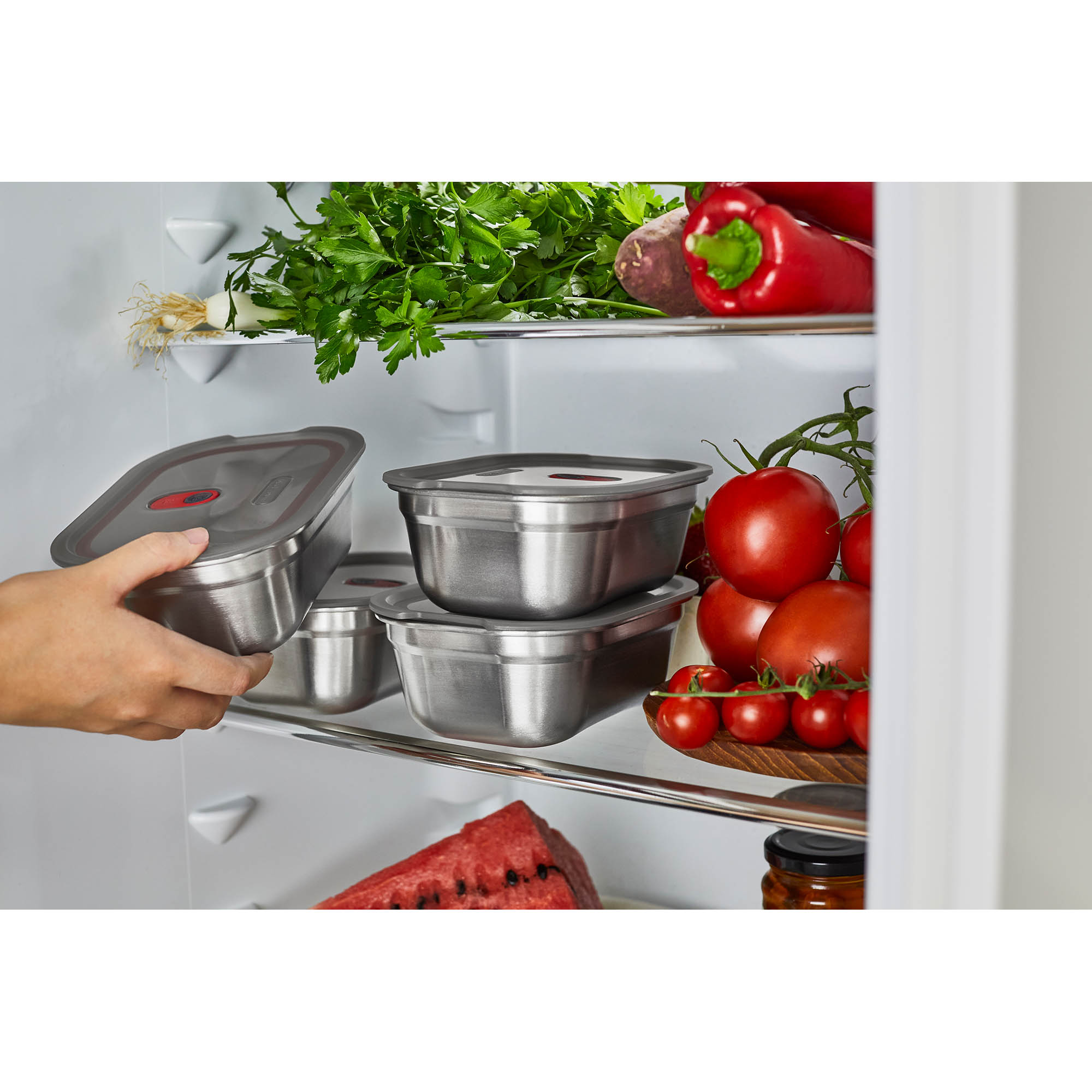 BLACK+BLUM Multifunctional Lunchbox, Stainless Steel, Small, 19.5 x 19 x 5.7 cm, 1.1 litres