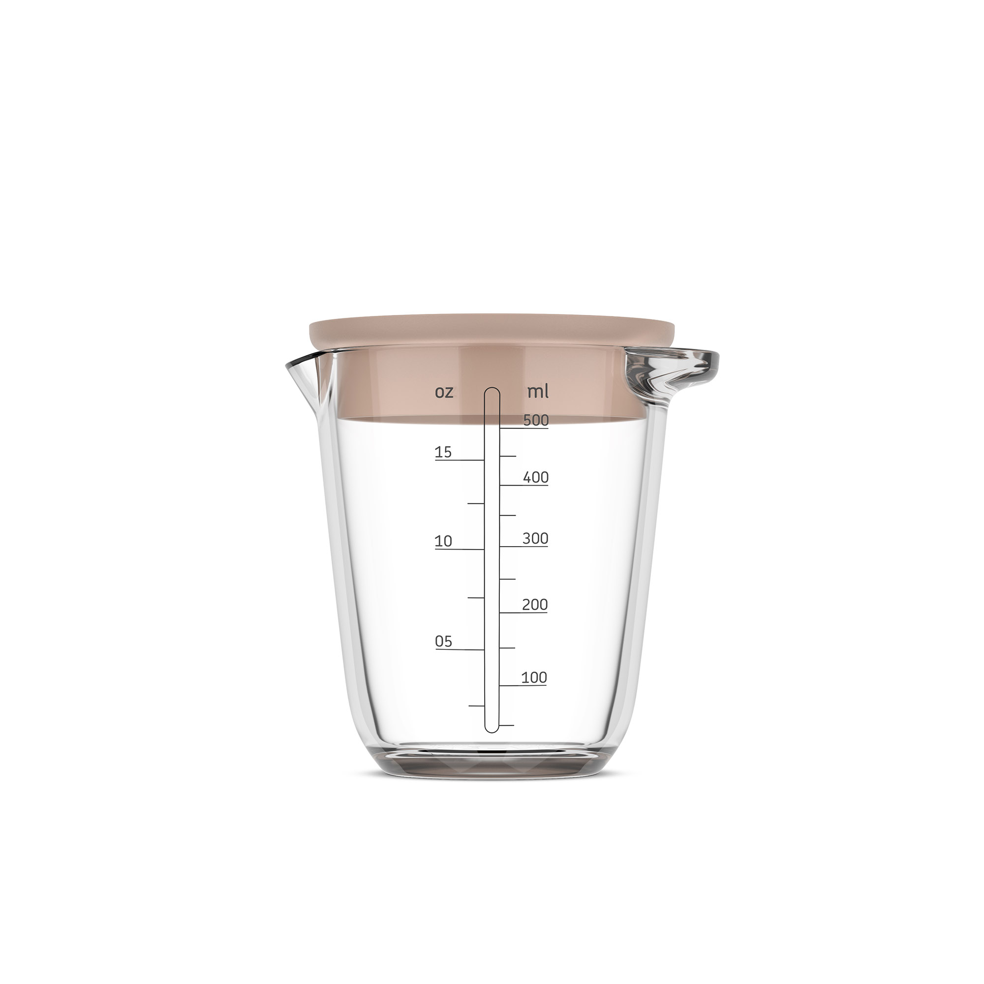 MEPAL Messbecher CHEF IT 0,5 Liter aus Glas mit Deckel chalk (beige)