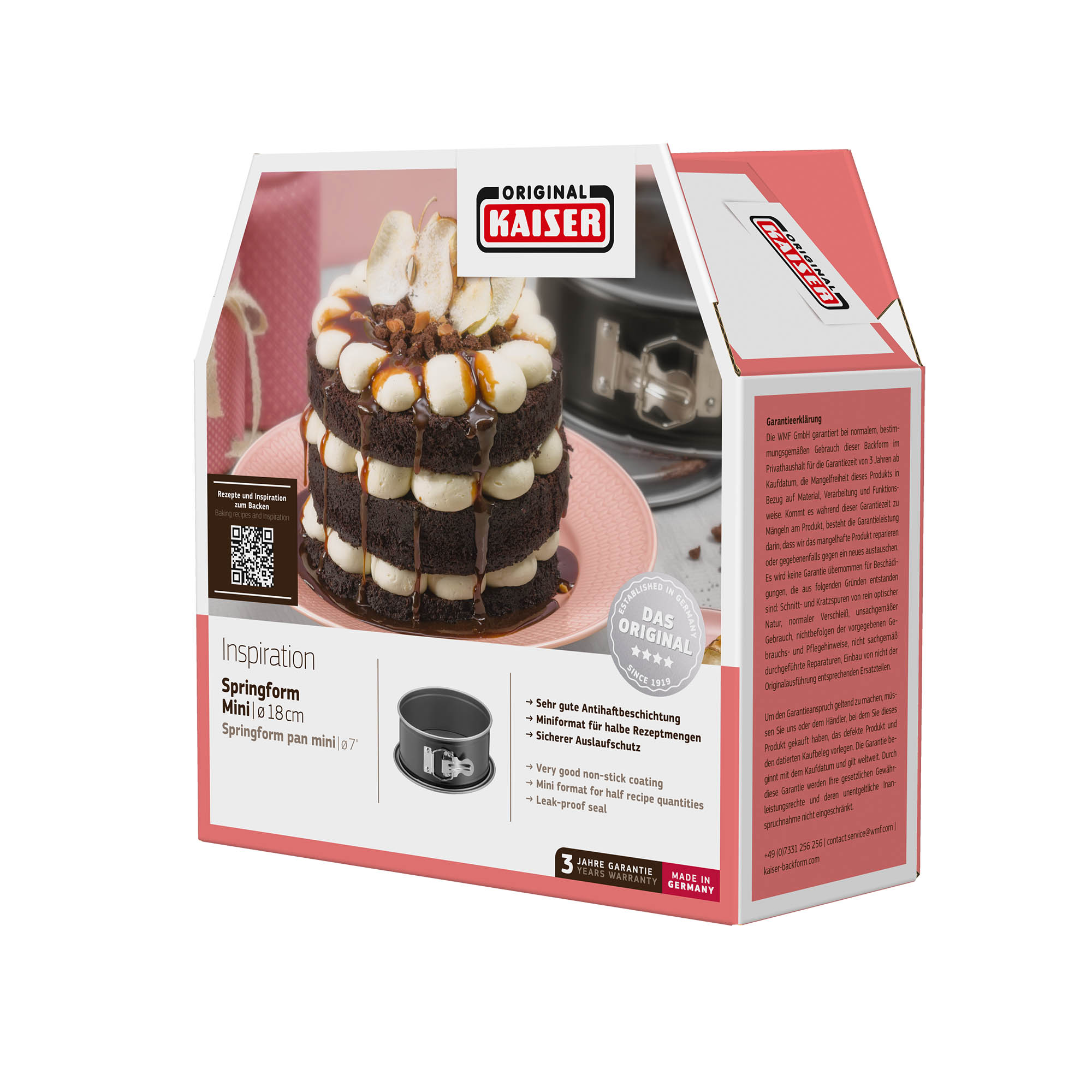 KAISER Serie INSPIRATION Springform Mini 18 cm für halbe Rezeptmengen