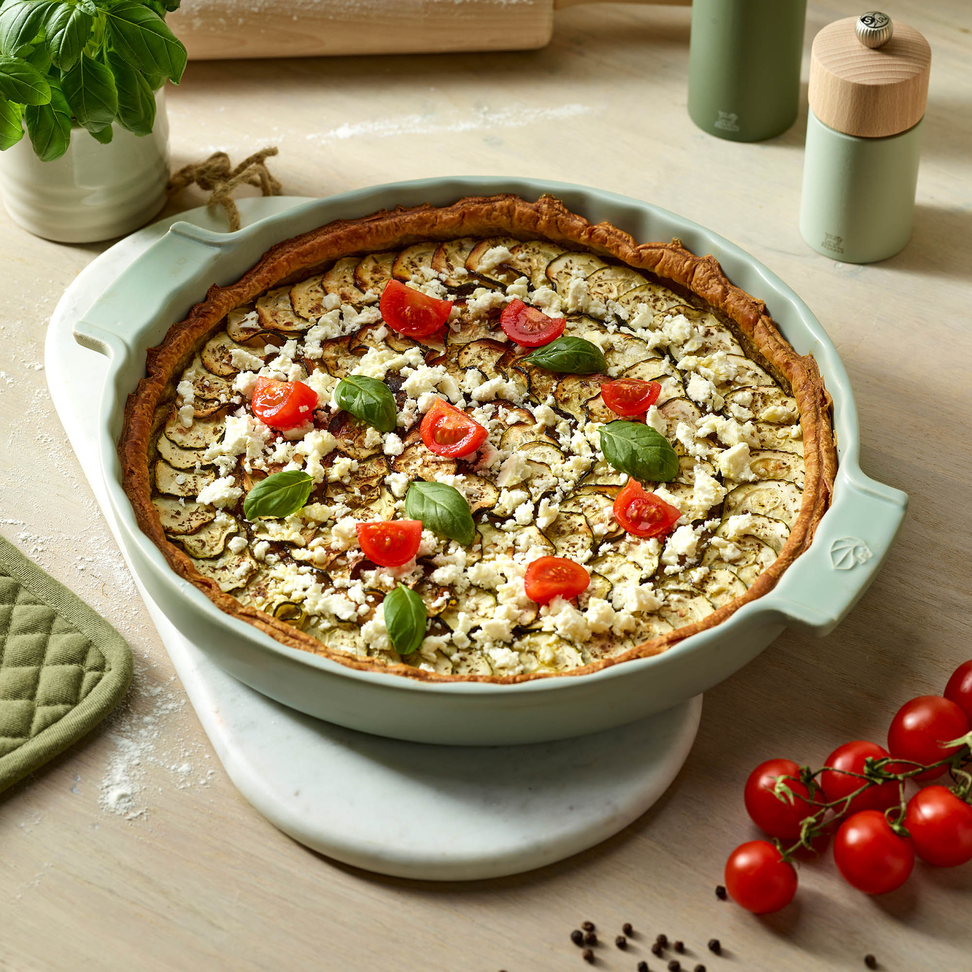 PEUGEOT Tarteform Quicheform APPOLIA 30 cm rund salbeigrün