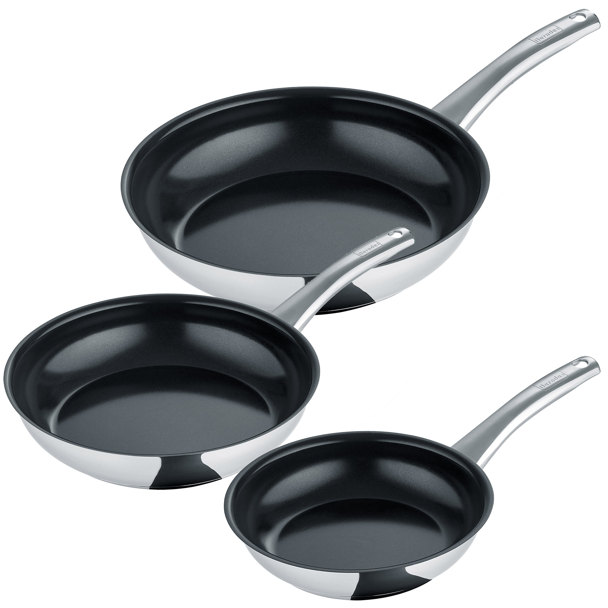 BERNDES Bratpfannen-Set B.BRILLIANT Quarz-Versiegelung PFAS-frei 28 + 24 + 20 cm