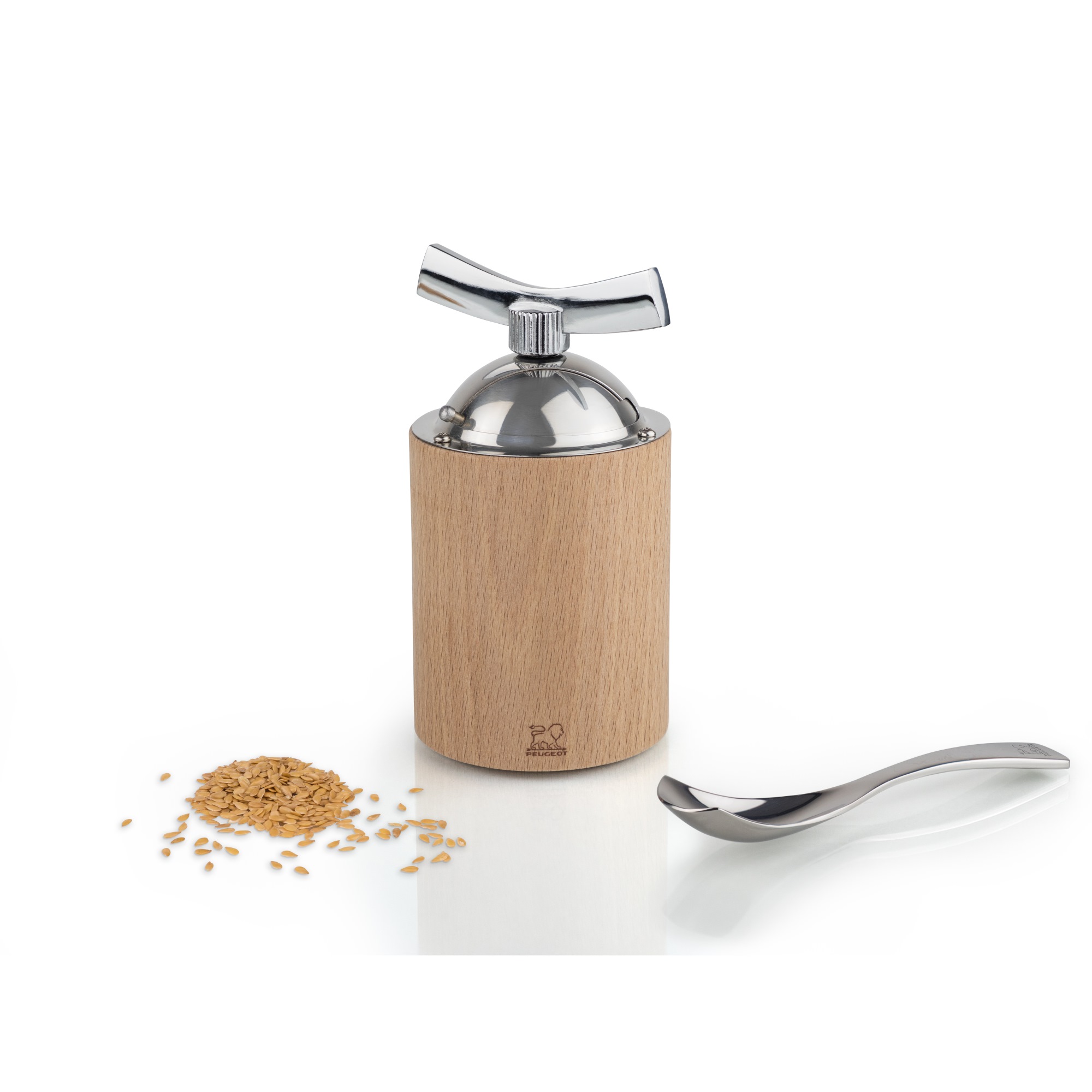 PEUGEOT Gewürzmühle ISEN 13cm Leinsamenmühle Buchenholz Natur Edelstah Manuell Manuell