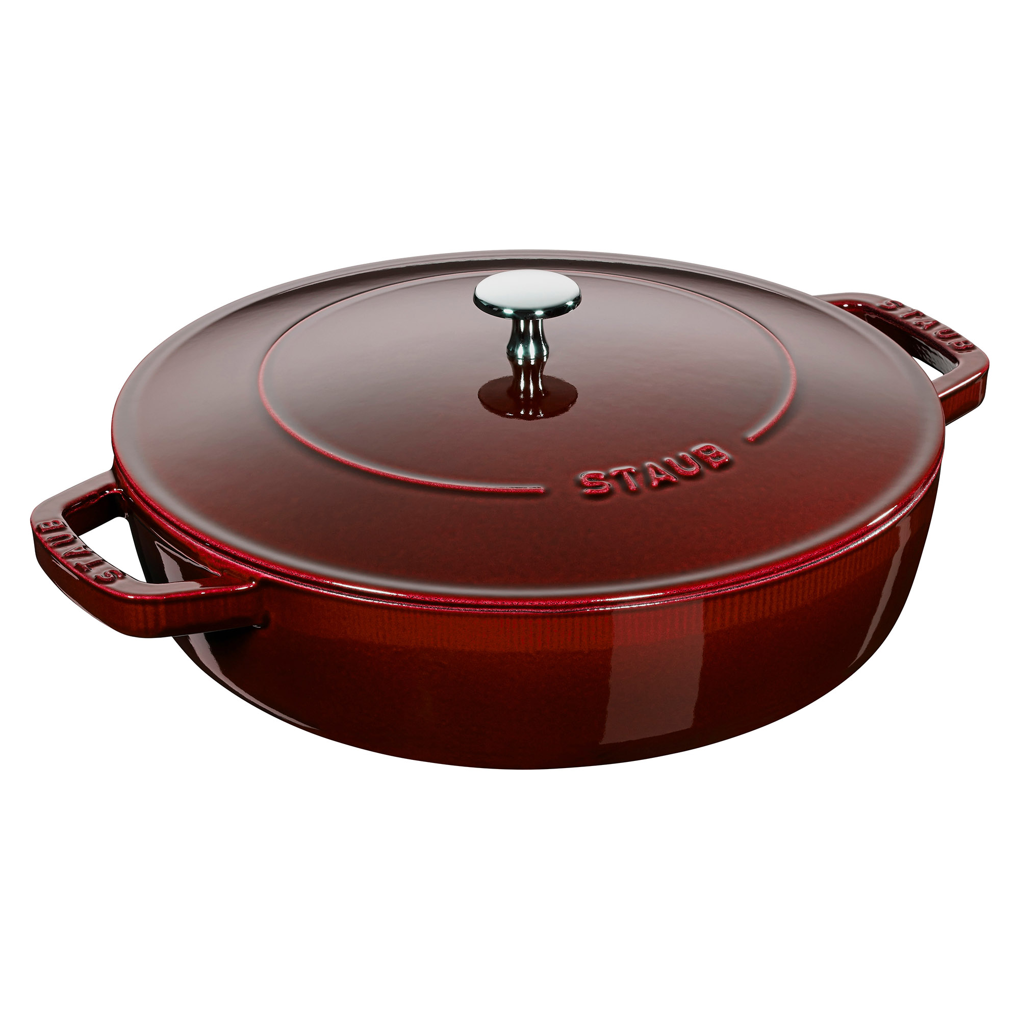 STAUB France Bräter CHISTERA 28 cm 3,7 Liter Gusseisen rund grenadinerot