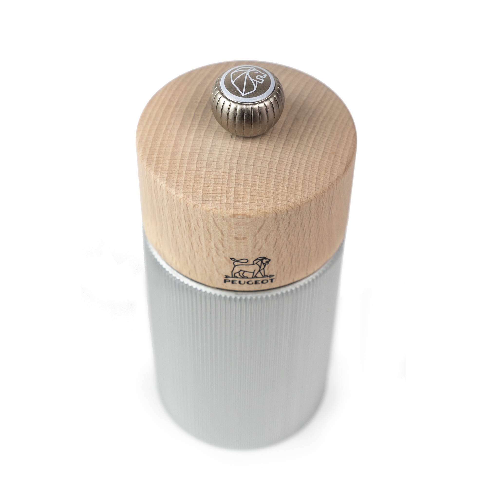 PEUGEOT LINE Salt Mill, 12 cm, natural aluminium and wood, with ZIRLION grinding mechanism