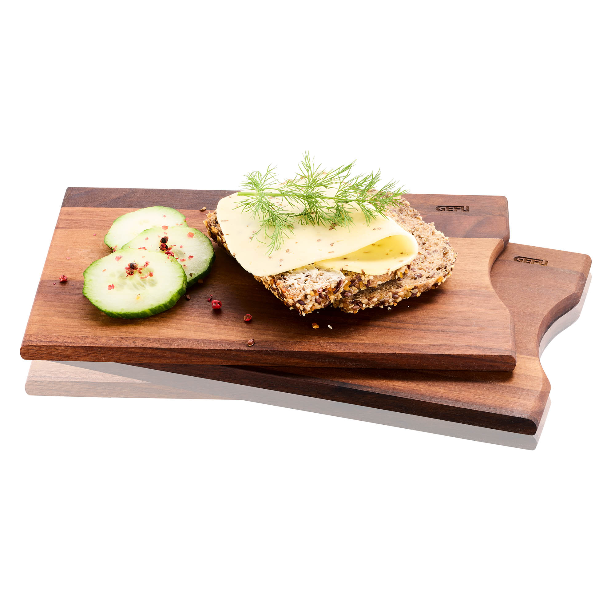 GEFU Set mit 2 Frühstücksbrettchen ENNO Walnussholz 24 x 14,5 cm Schneidebrett