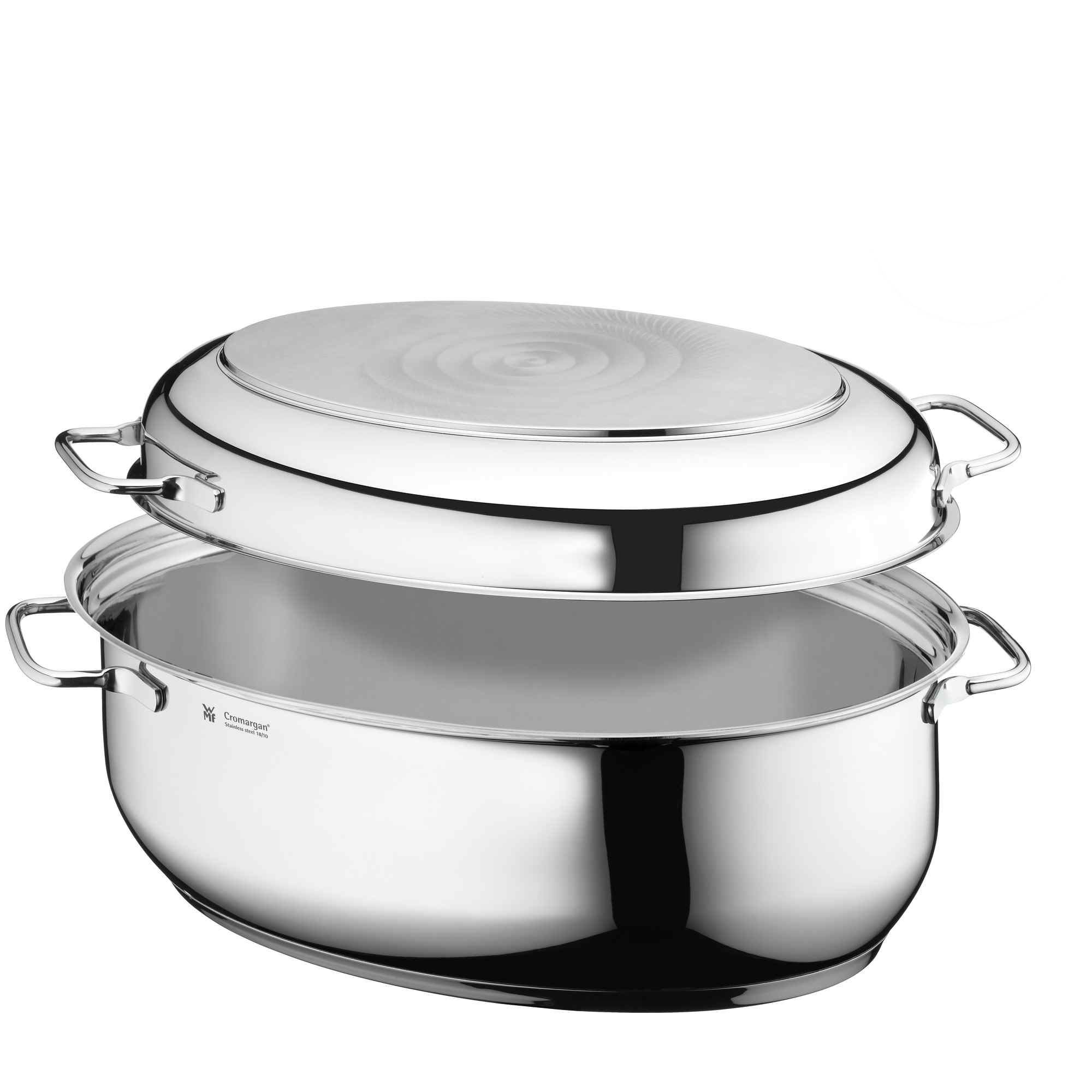 WMF Bräter Schmortopf mit Deckel, Induktion, backofengeeignet, Cromargan® Edelstahl Rostfrei 18/10, Deckel als induktionsgeeignete Pfanne nutzbar, für alle Herdarten