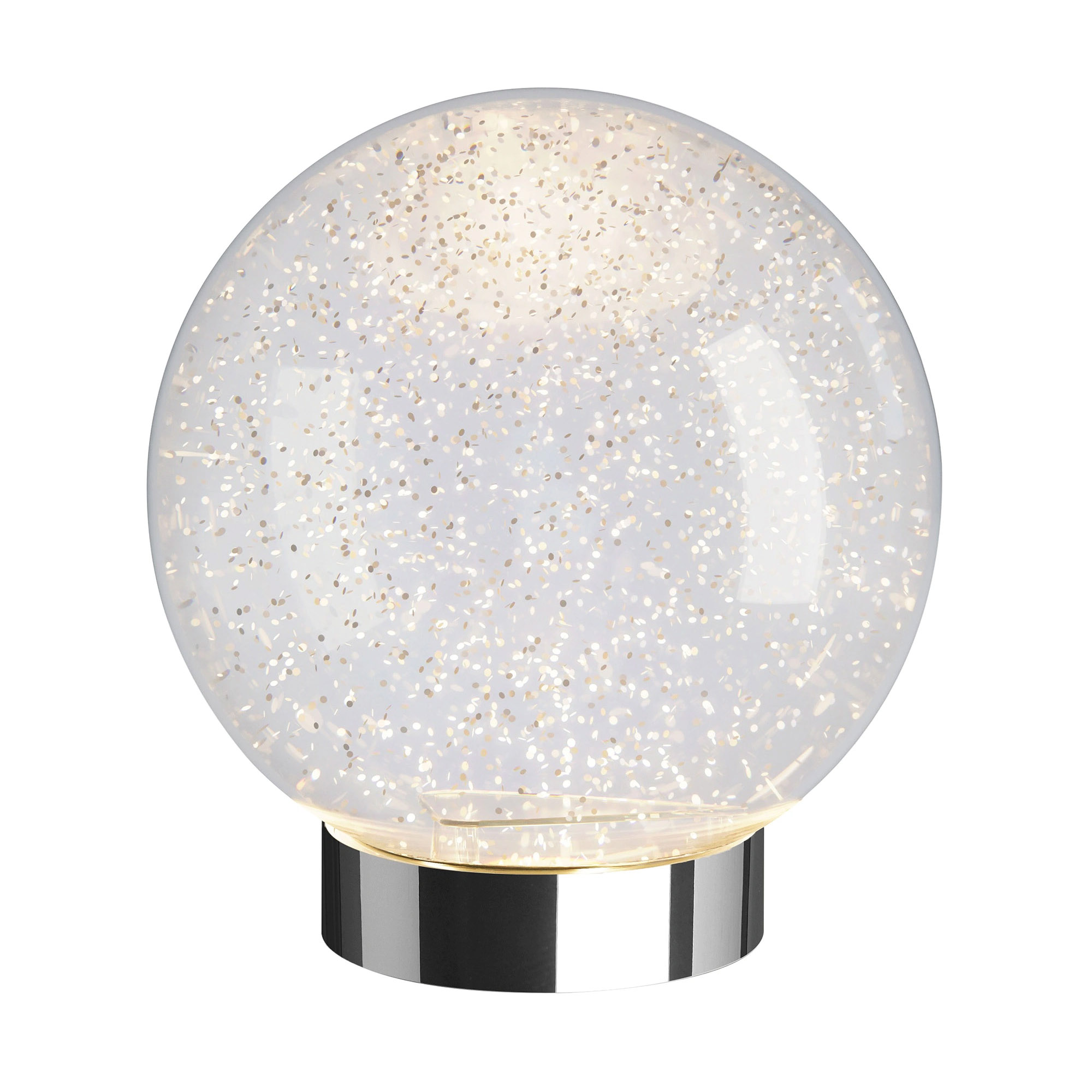 SOMPEX LED-Tischleuchte GLAMOR BAUBLE 18 cm silber Dekoleuchte mit beweglichem Glitter