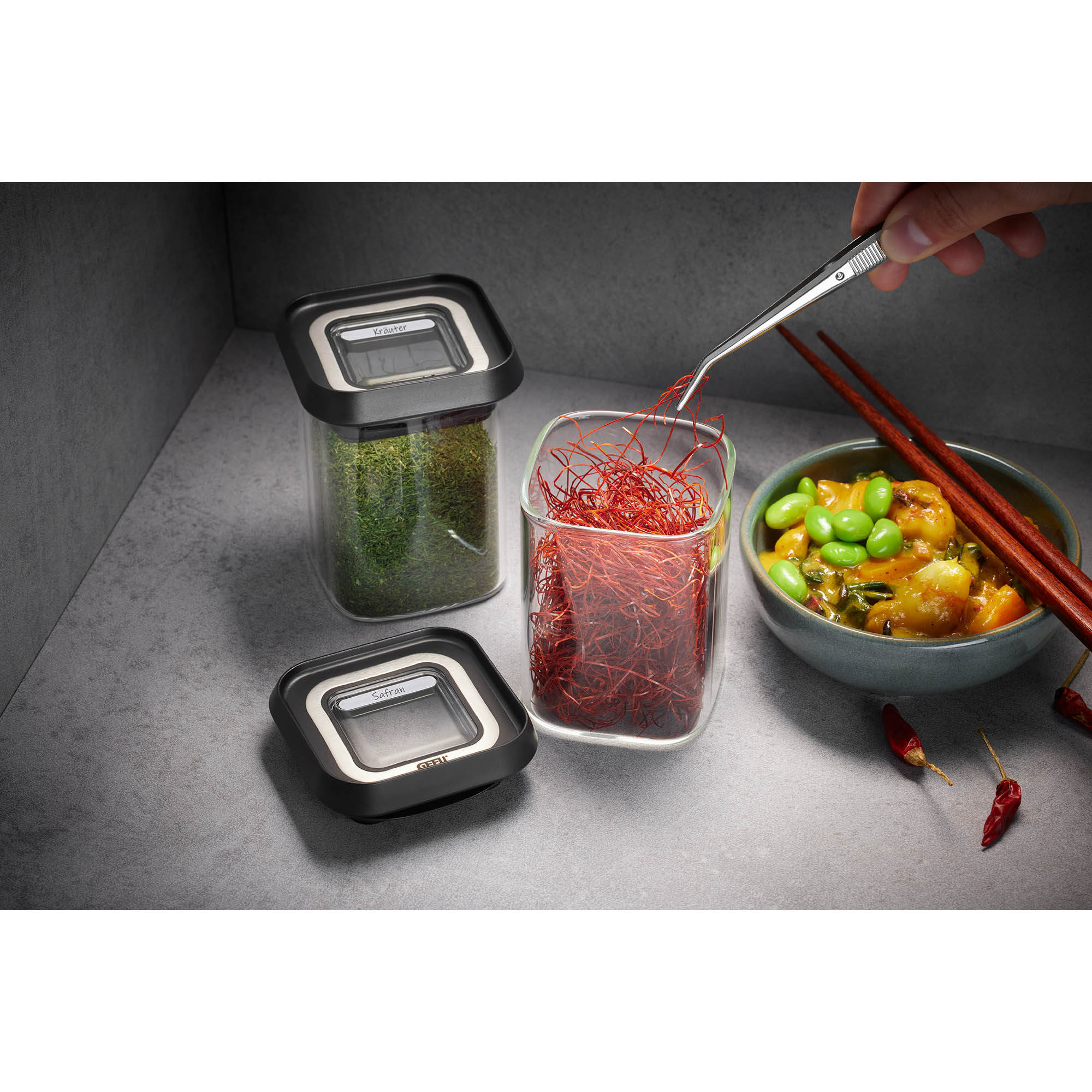 GEFU storage jar storage container PANTRY MINI 0.18 litre borosilicate glass