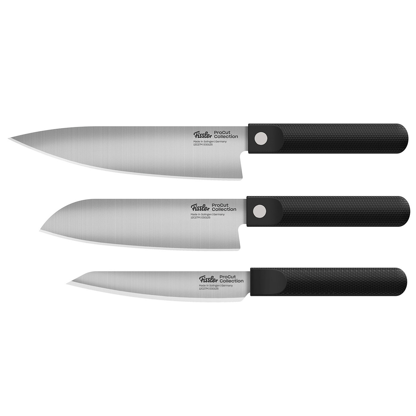 FISSLER Serie PRO CUT Messer-Set mit Kochmesser, Santokumesser, Universalmesser