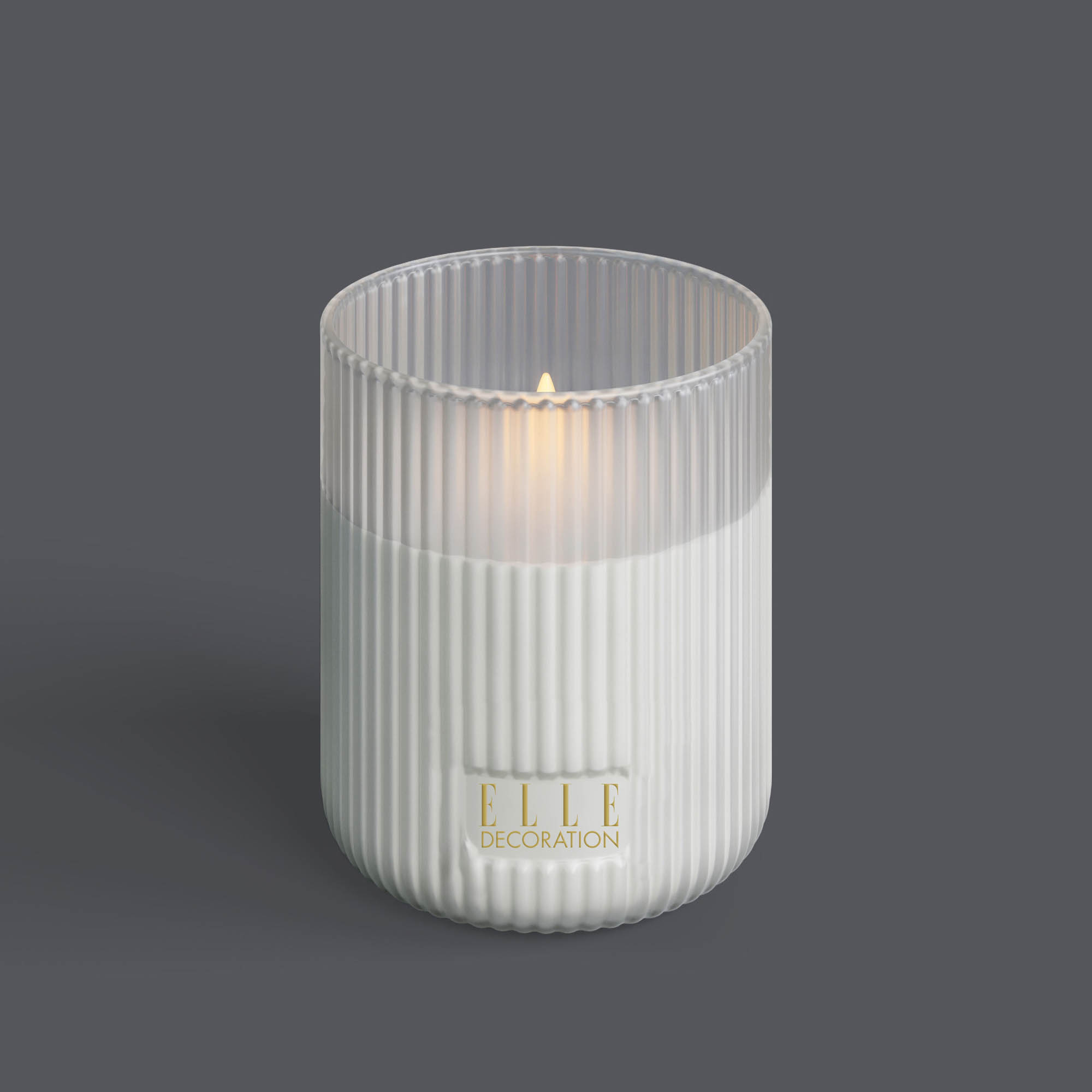 ELLE DECORATION BELLEVILLE LED candle in a glass holder, single-flame, white