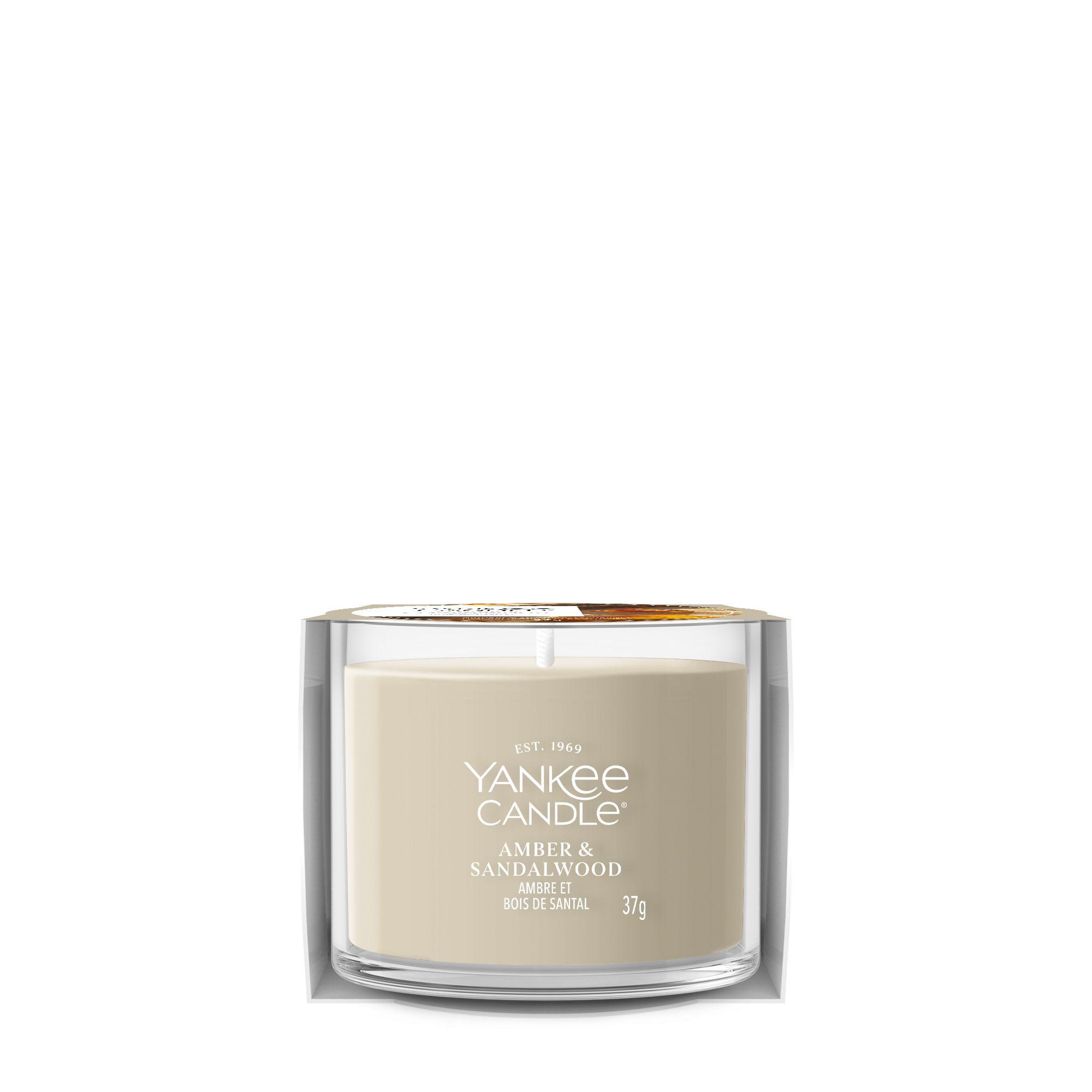 YANKEE CANDLE Glasvotivkerze AMBER & SANDALWOOD 37 g Duftkerze
