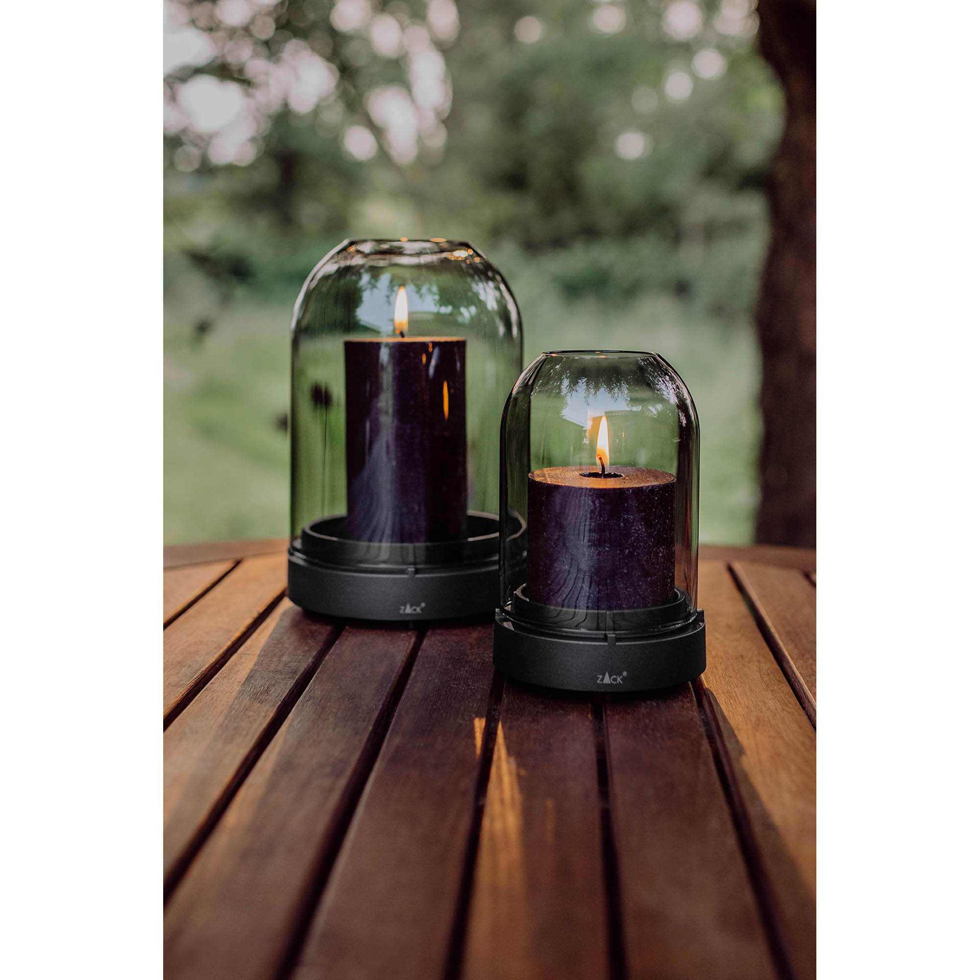 ZACK Windlicht TREVO Borosilikatglas grau getönt, 15 cm hoch