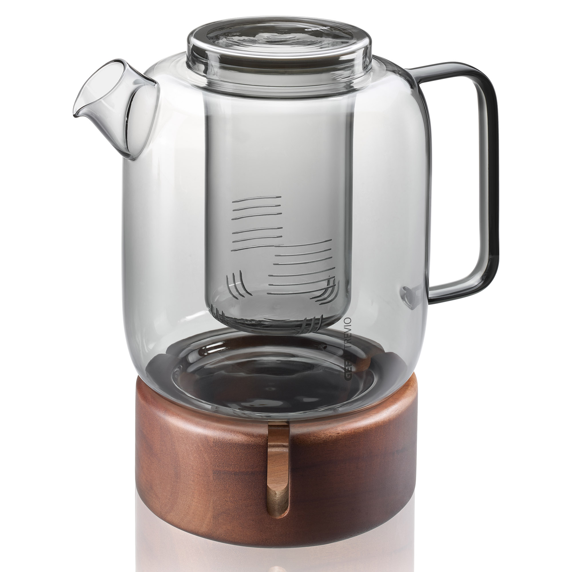 GEFU Teekanne TREVIO 1,5 Liter aus Borosilikatglas mit Teesieb und Stövchen