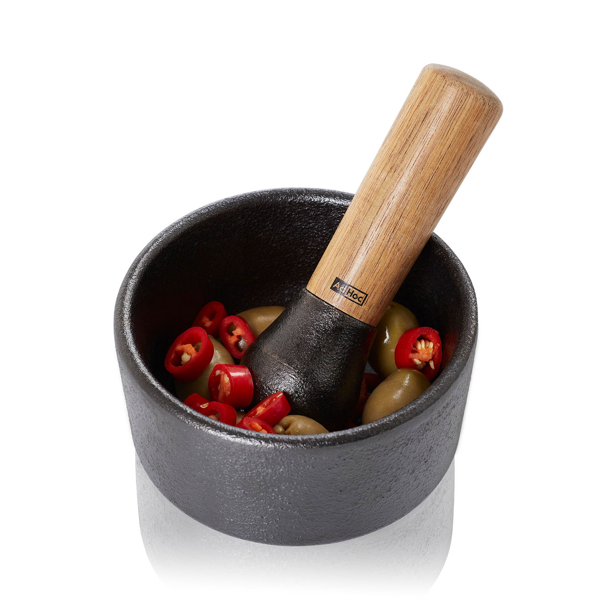 AdHoc Mörser CAMO.12 aus Gusseisen und Akazienholz 12,0 cm