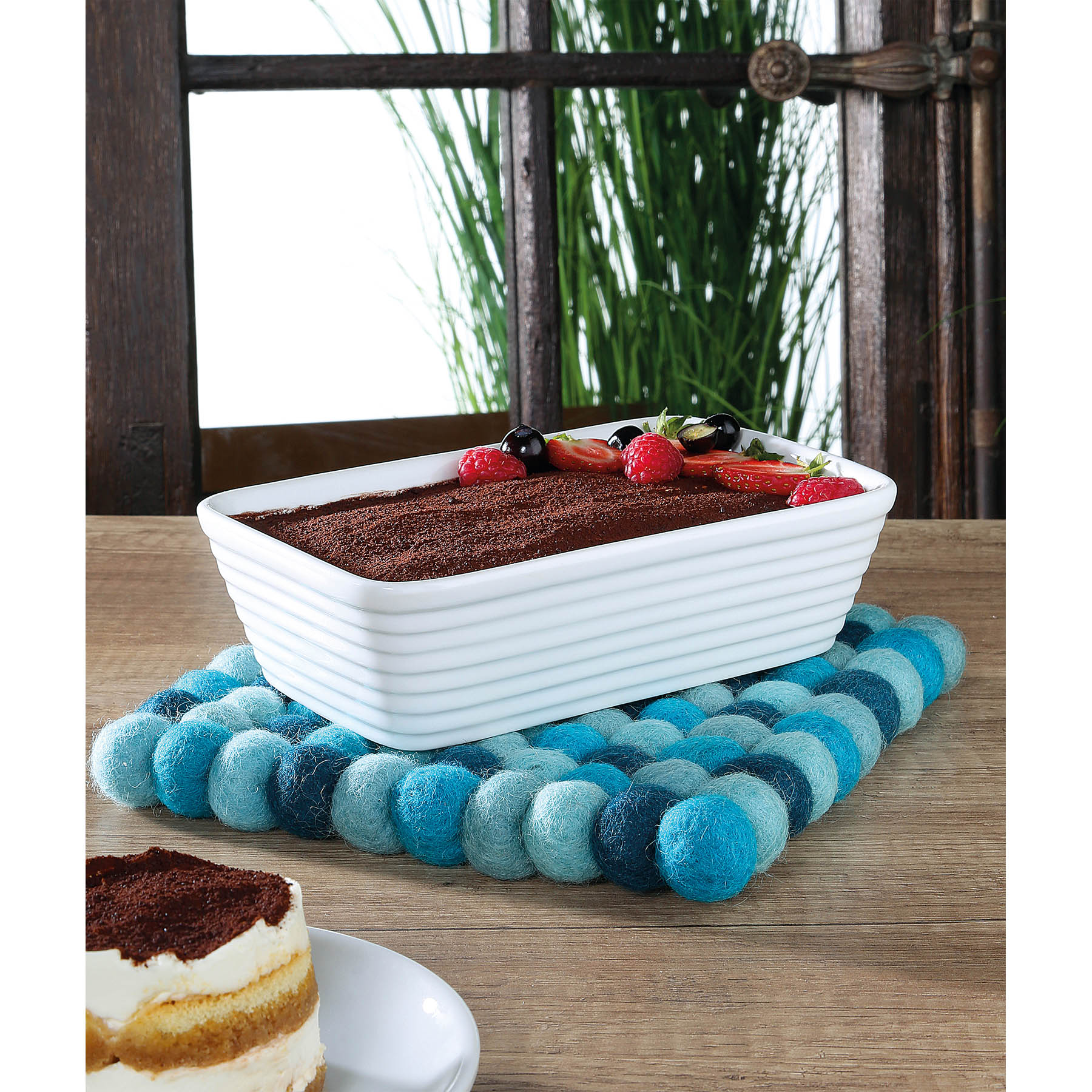 CILIO Untersetzer aus 100% Schafwolle LANA AZZURRO eckig 21 x 21 cm blau