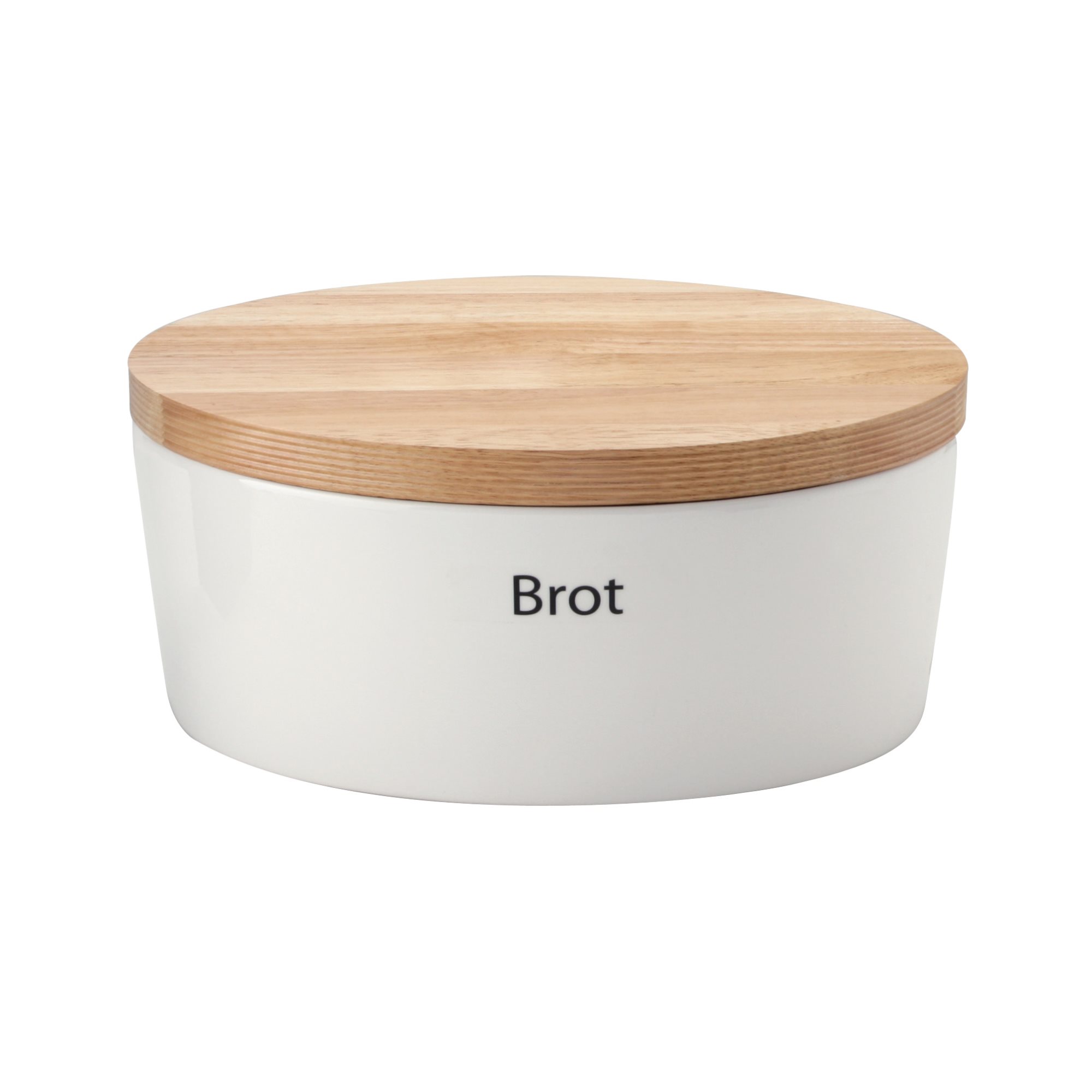 CONTINENTA Brottopf oval mit Holzdeckel  30 x 23 x 13,5 cm weiß