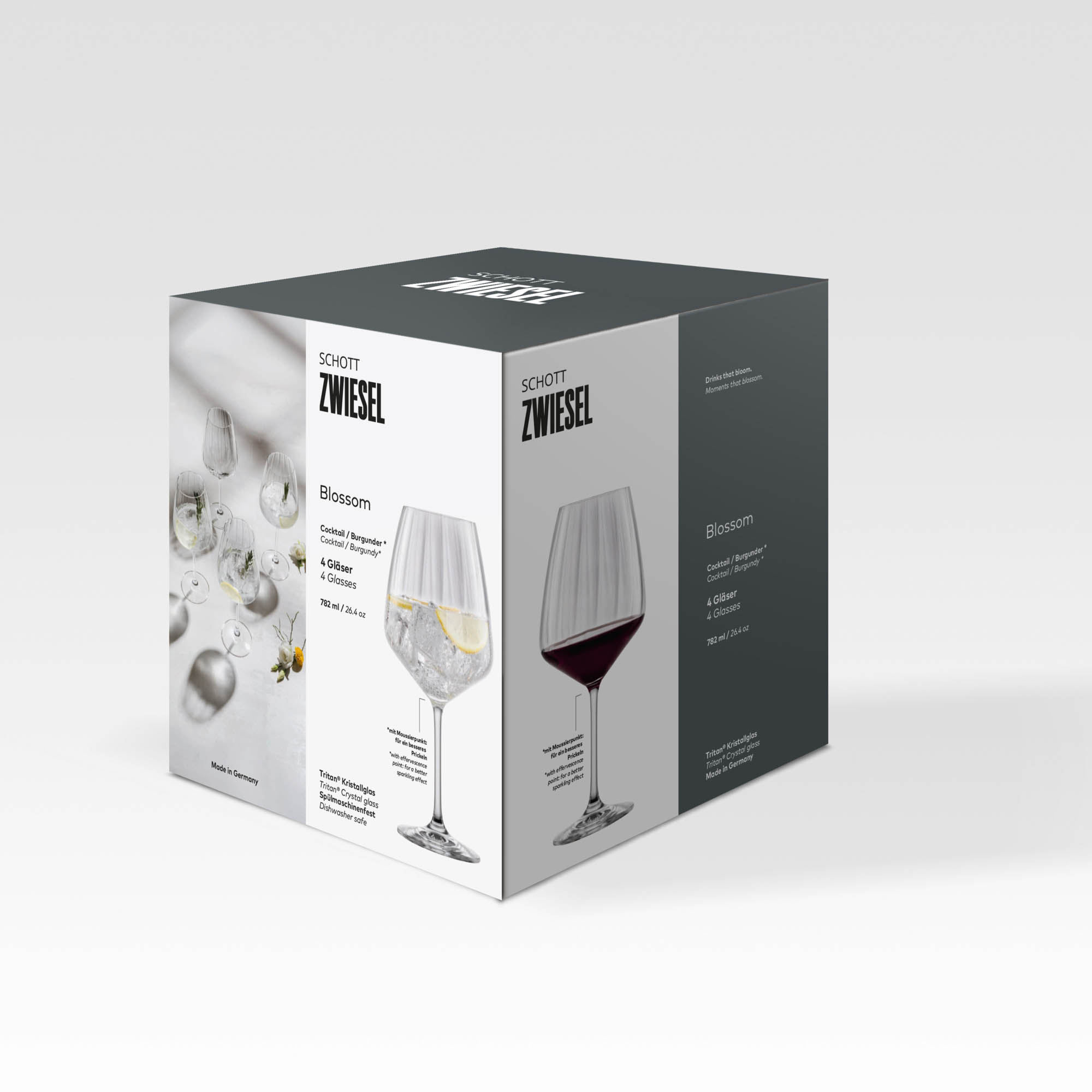 SCHOTT ZWIESEL BLOSSOM Series Burgundy Cocktail Glasses, set of 4, capacity 782 ml