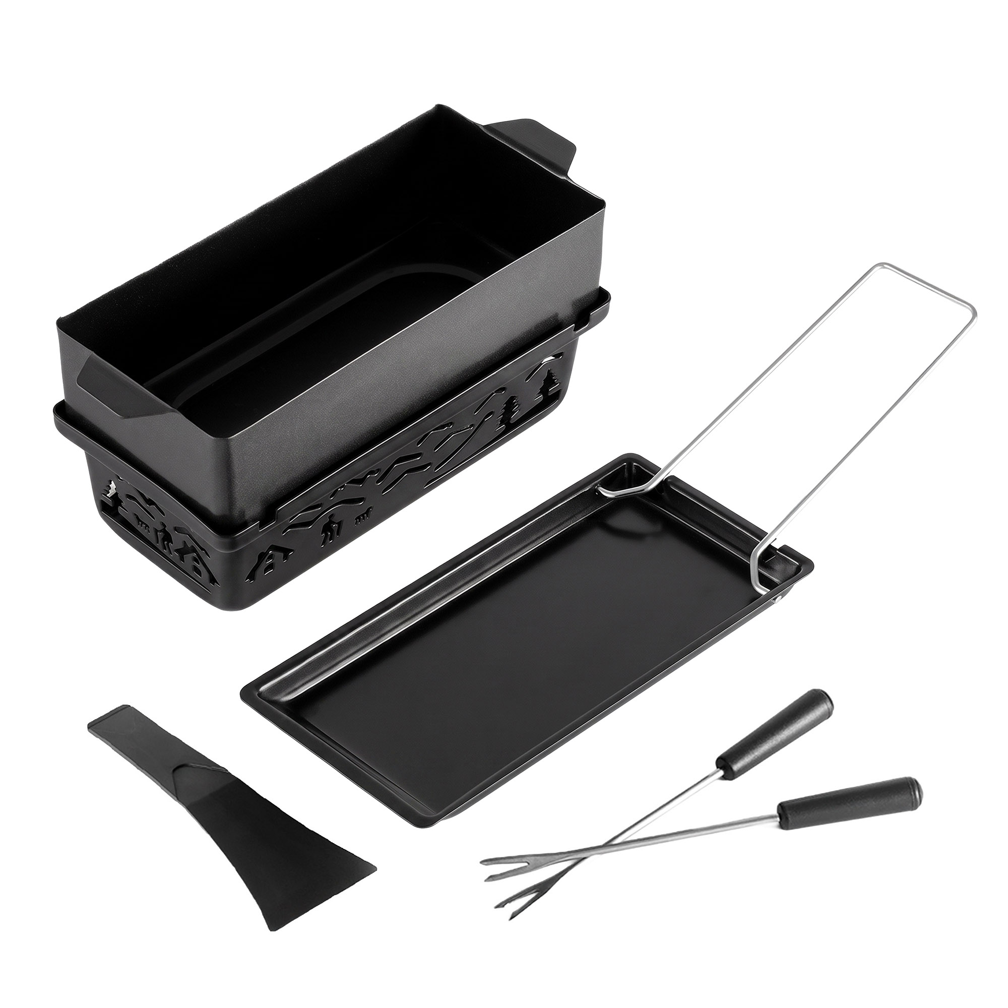 ZYLISS Fondue- und Raclette-Set TANDEM mit 4 Teelichtern 21 x 9,5 cm schwarz