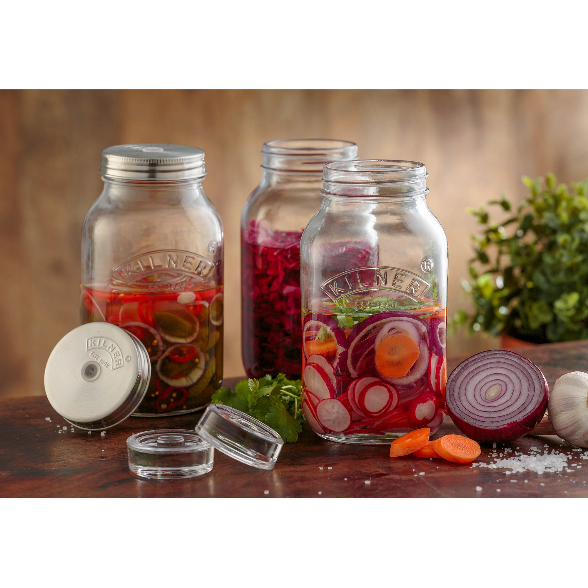 KILNER Fermentation Set: 2 x 1-litre jars with accessories