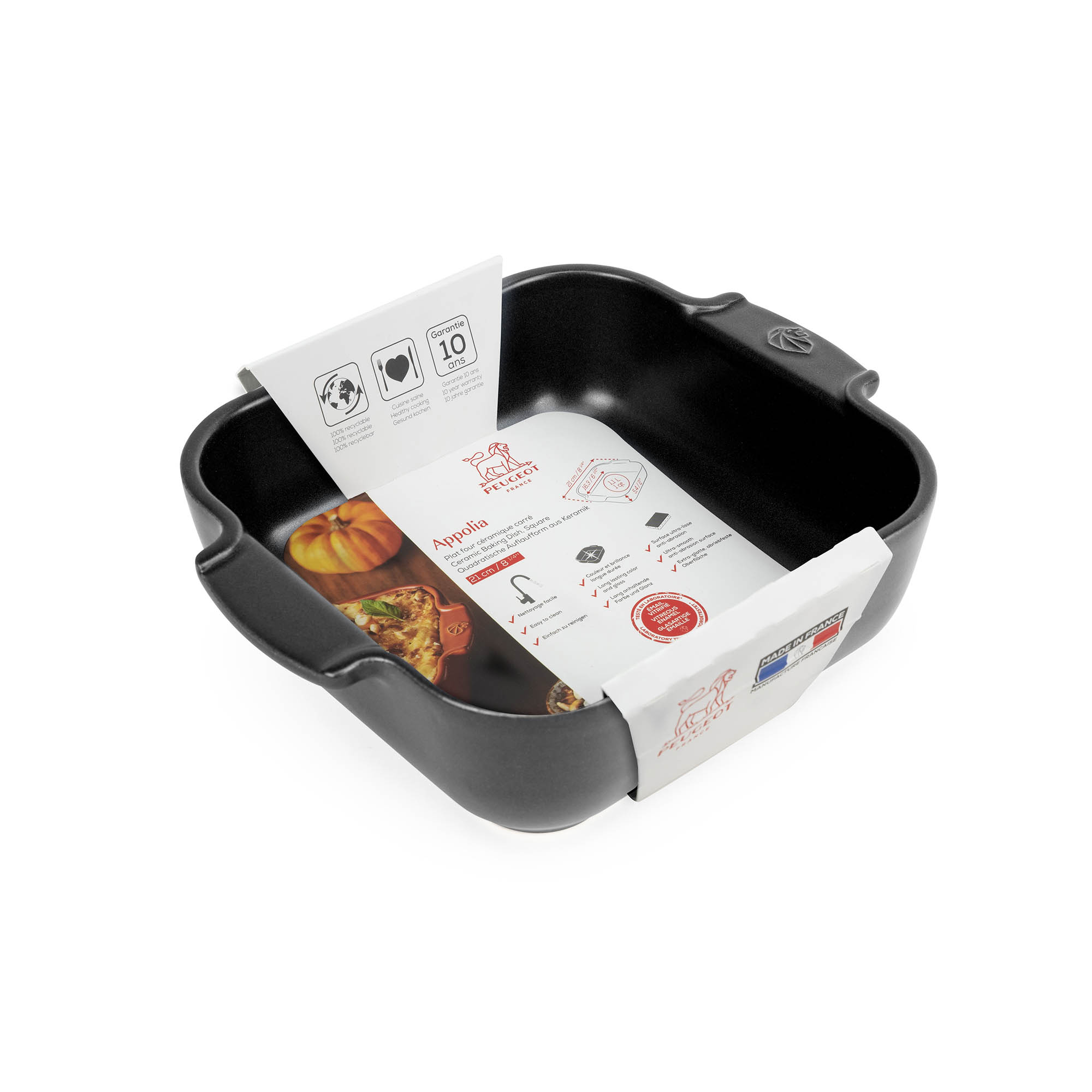PEUGEOT quadratische Auflaufform APPOLIA 21 cm satinschwarz
