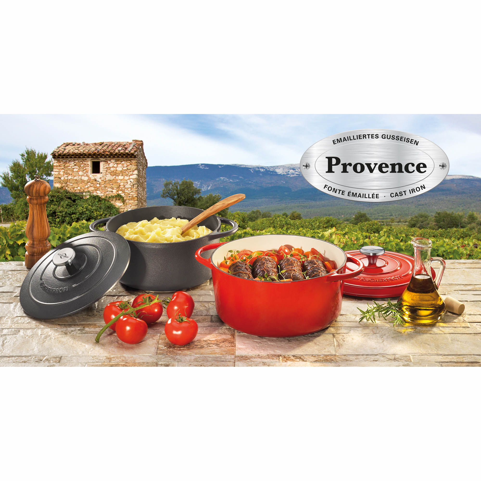 KÜCHENPROFI Bratentopf Bräter PROVENCE 22 cm SCHWARZ 3,2 Liter