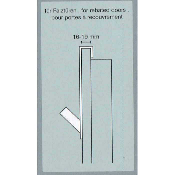 ZACK EXIT door hook for rebate thickness from 1.6 - 1.9 cm OUTSIDE satin stainless steel