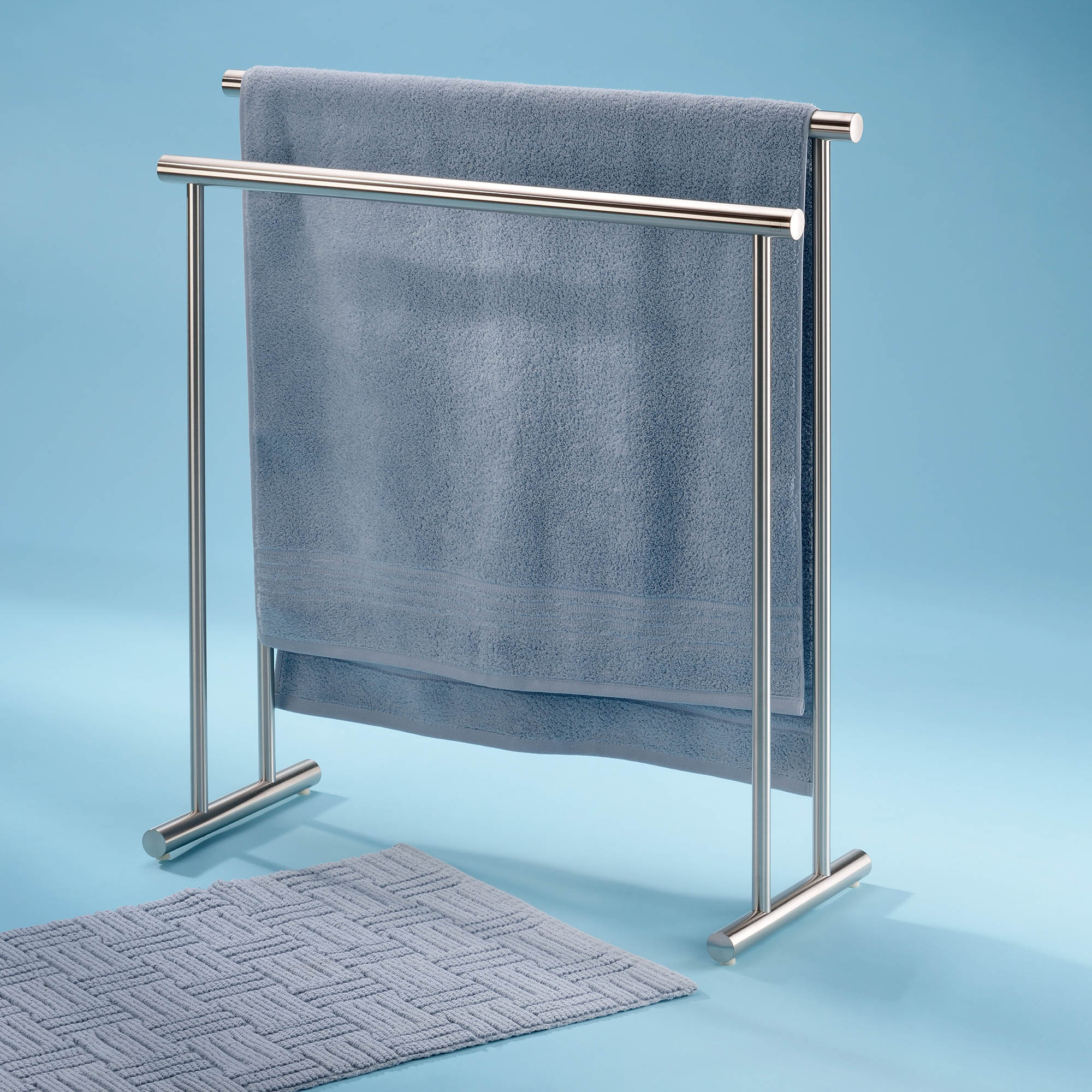 KELA Handtuchhalter Handtuchständer PRIAMO Edelstahl mattiert 85 cm hoch