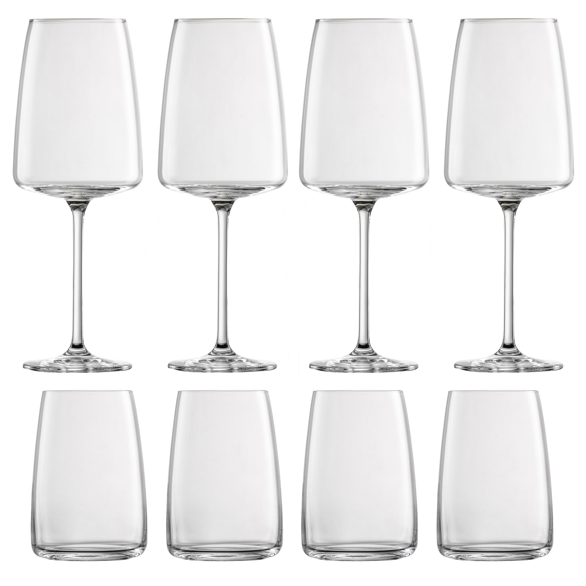 ZWIESEL GLAS Serie VIVID SENSES Set mit 4 Weingläsern 535 ml + 4 Tumblern 500 ml