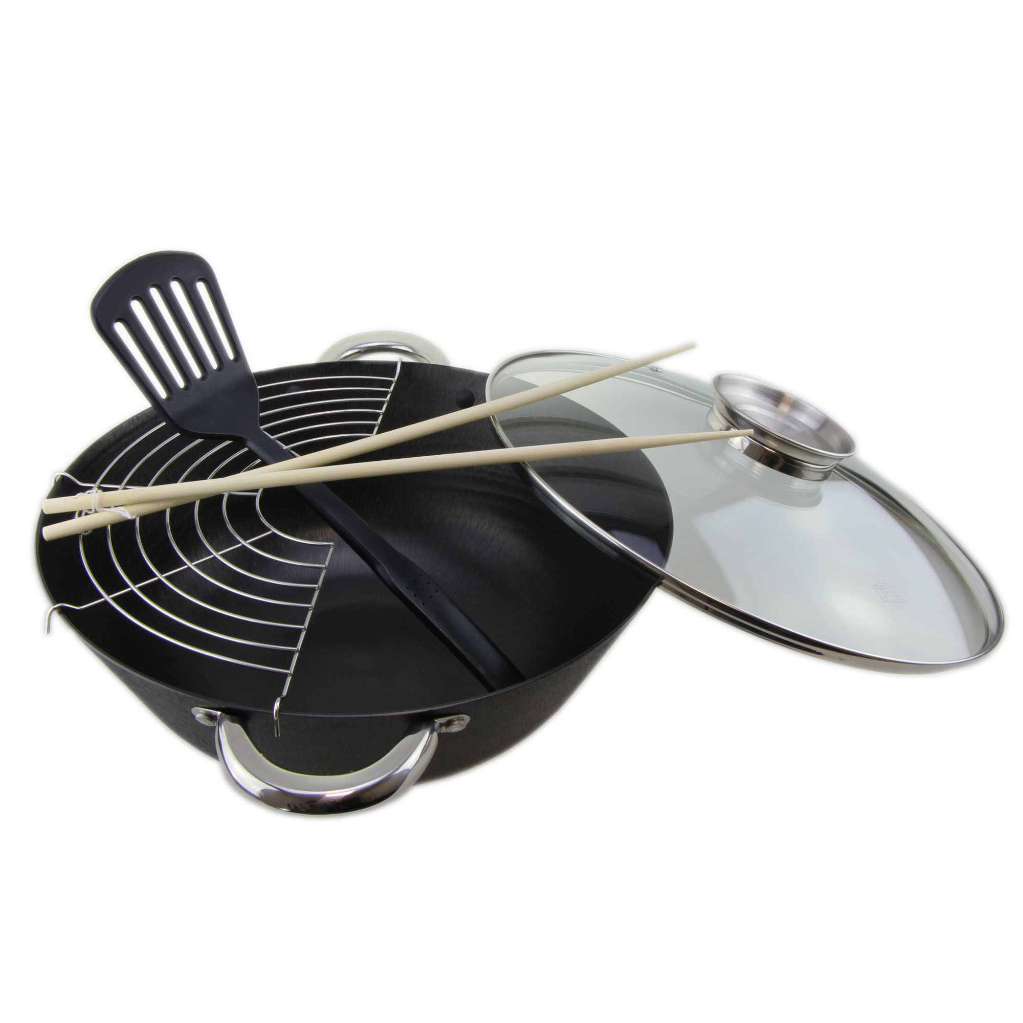 GSW Gusseisen Wok-Set / Multifunktionstopf  32 cm INDUKTION